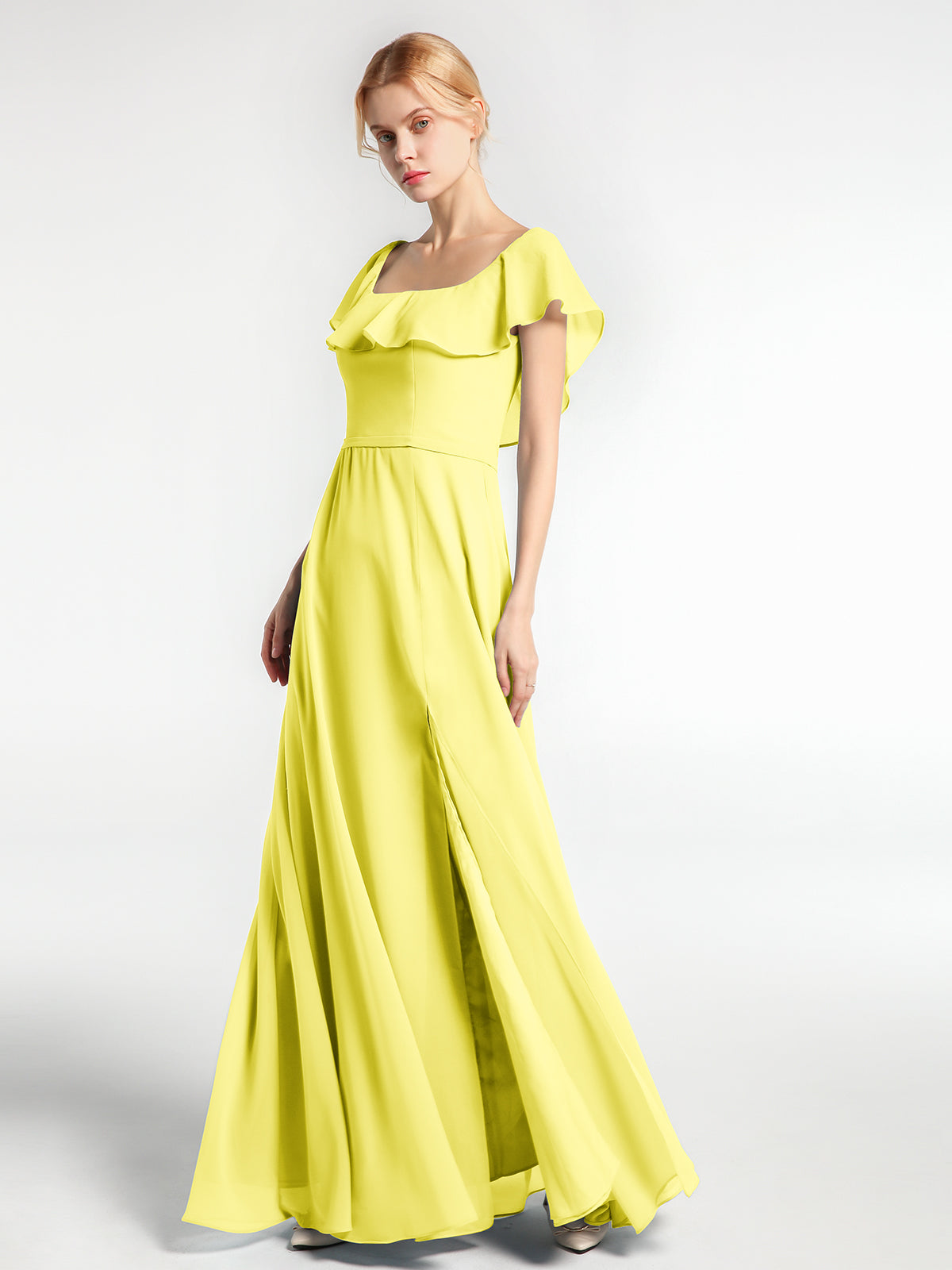 Sweethart Neck Long Chiffon DRESS WITH Slit Dusk Plus Size