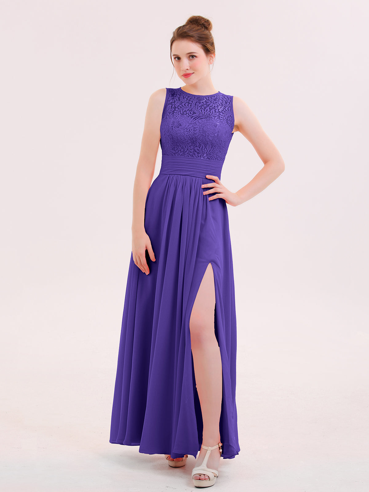 Illusion Neck Chiffon Full Length Dresses Regency Plus Size main image 0