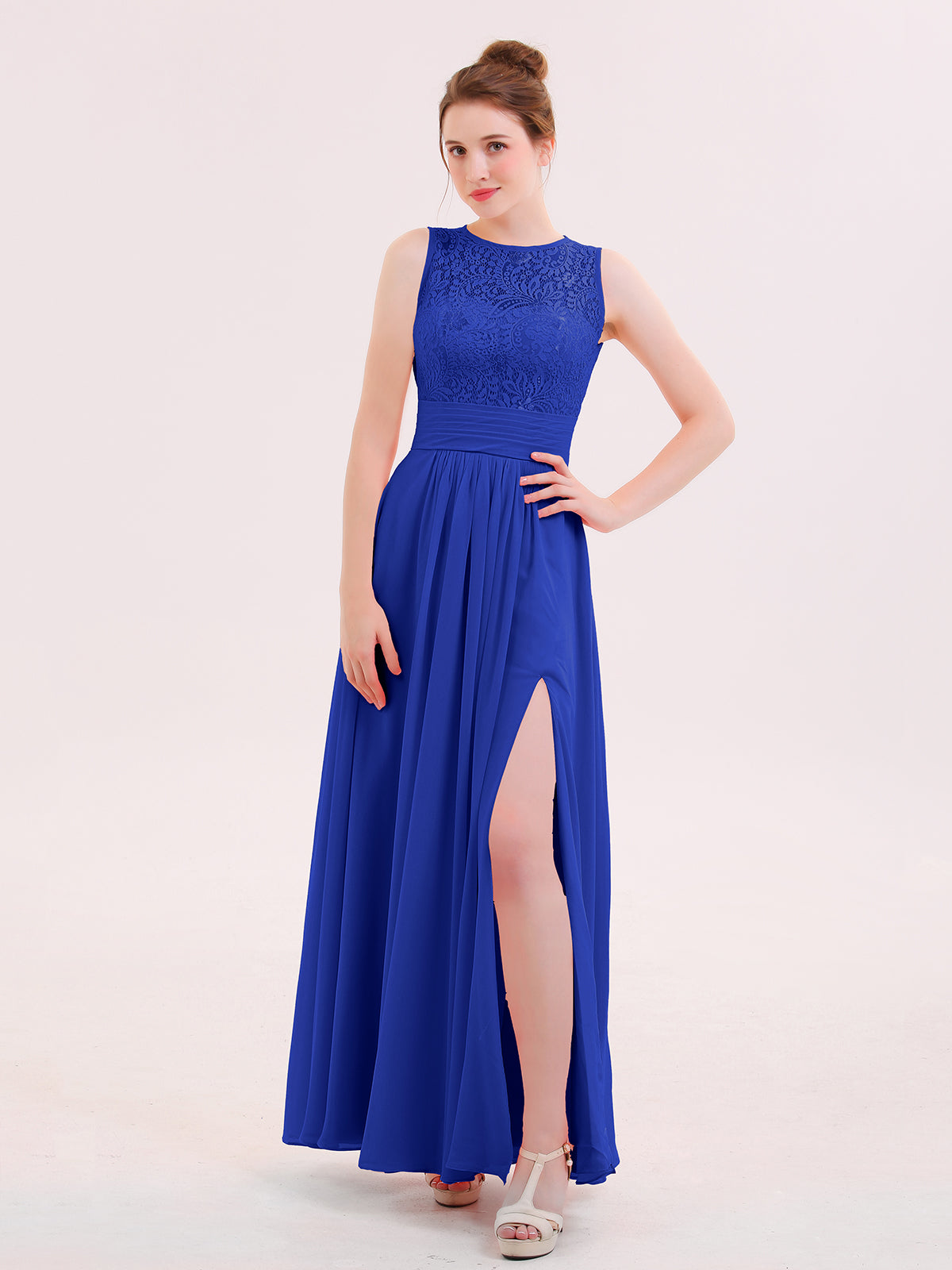Mini Chiffon Dresses with Halter Neck Royal Blue Plus Size