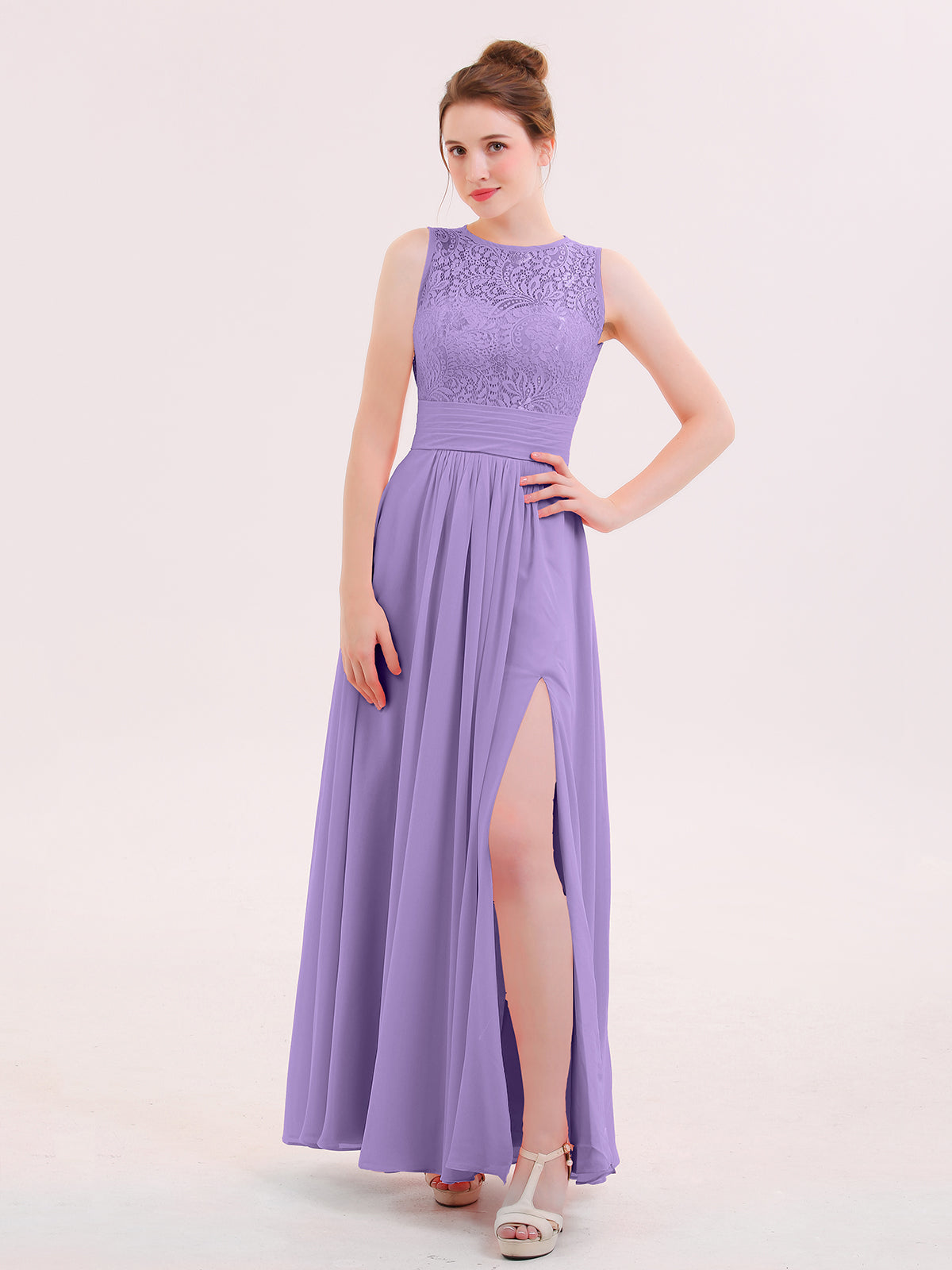 Illusion Neck Chiffon Full Length Dresses Tahiti Plus Size main image 1