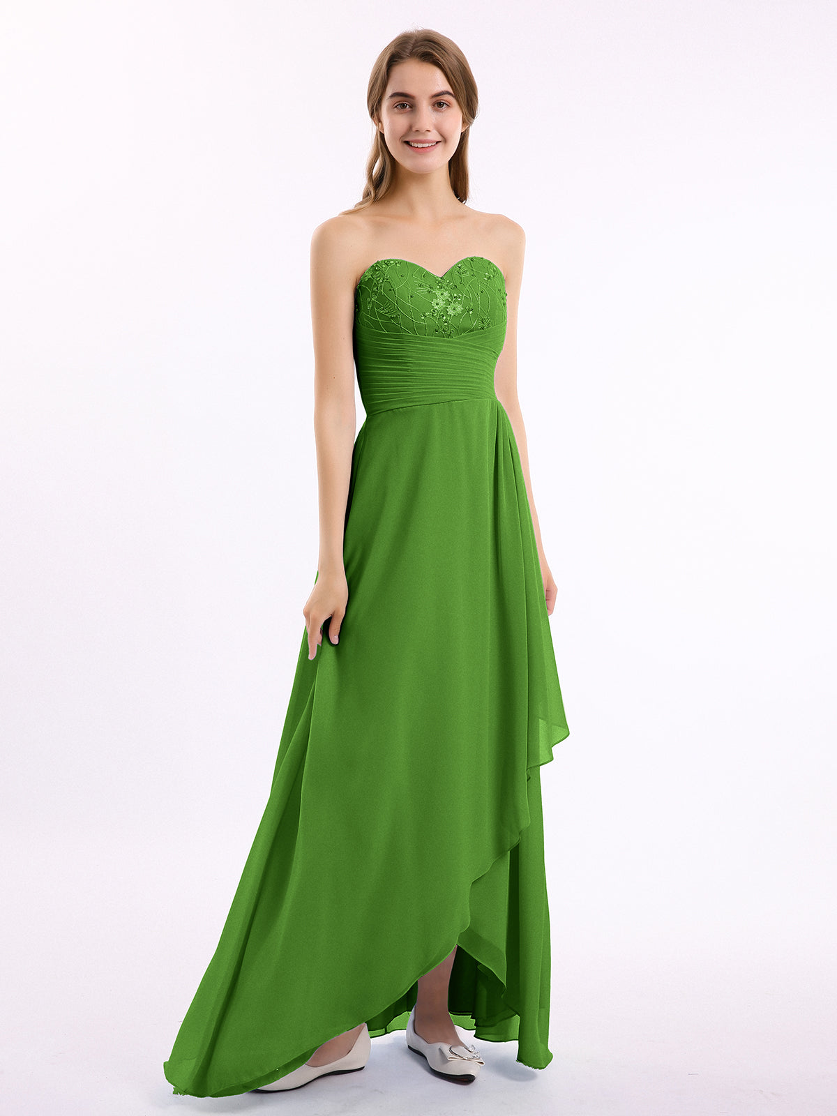 Strapless Chiffon Short Dresses with Bow Moss Plus Size main image 0