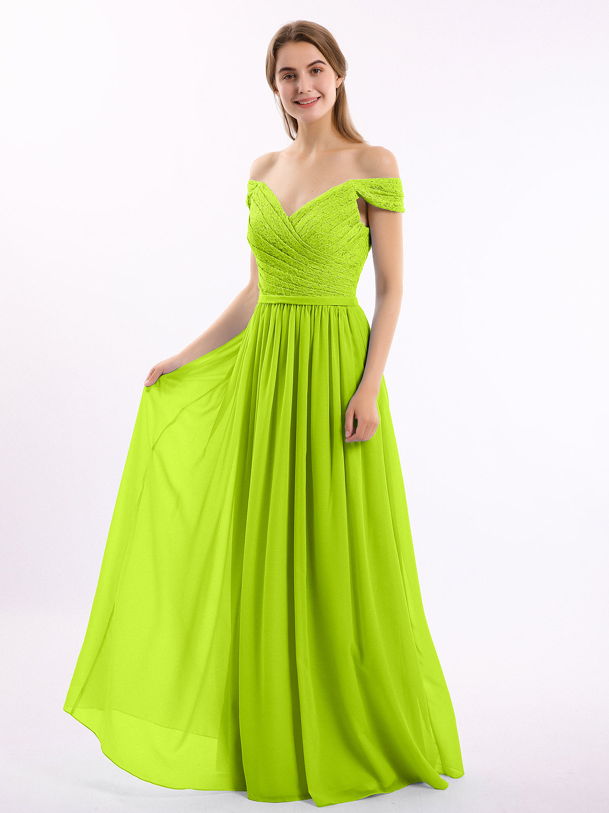 Floor-length Lace Sheath Dress Halter Neck Lime Green Plus Size main image 1