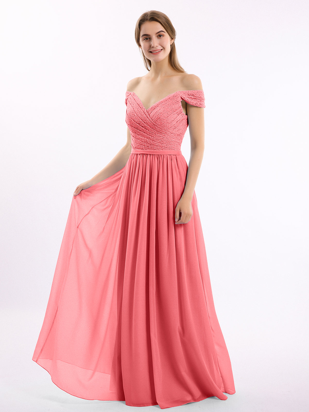 watermelon chiffon bridesmaid dress Formal Gowns Watermelon Color Bridesmaid Dresses Watermelon Color Bridesmaid Dresses Halter A-Line Sleeveless Floor Length