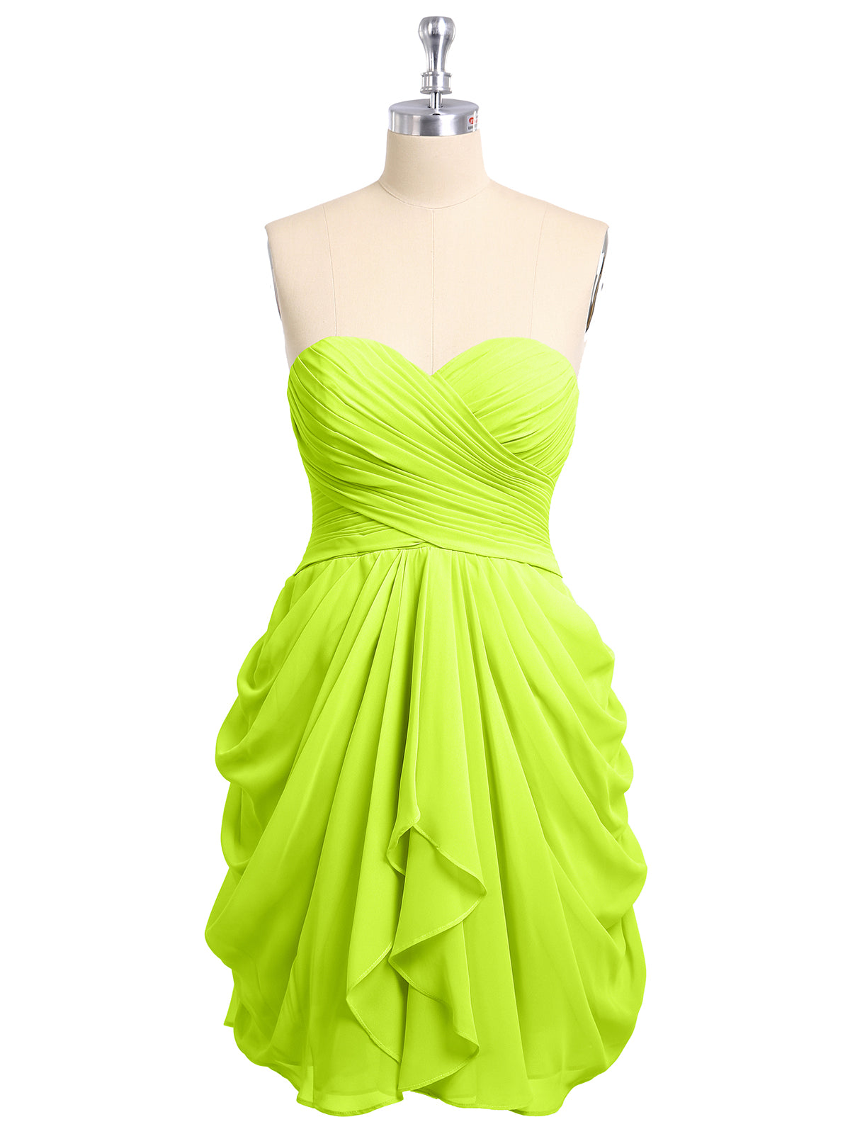 Strapless Sweetheart Dresses with Cascade Skirt Lime Green Plus Size