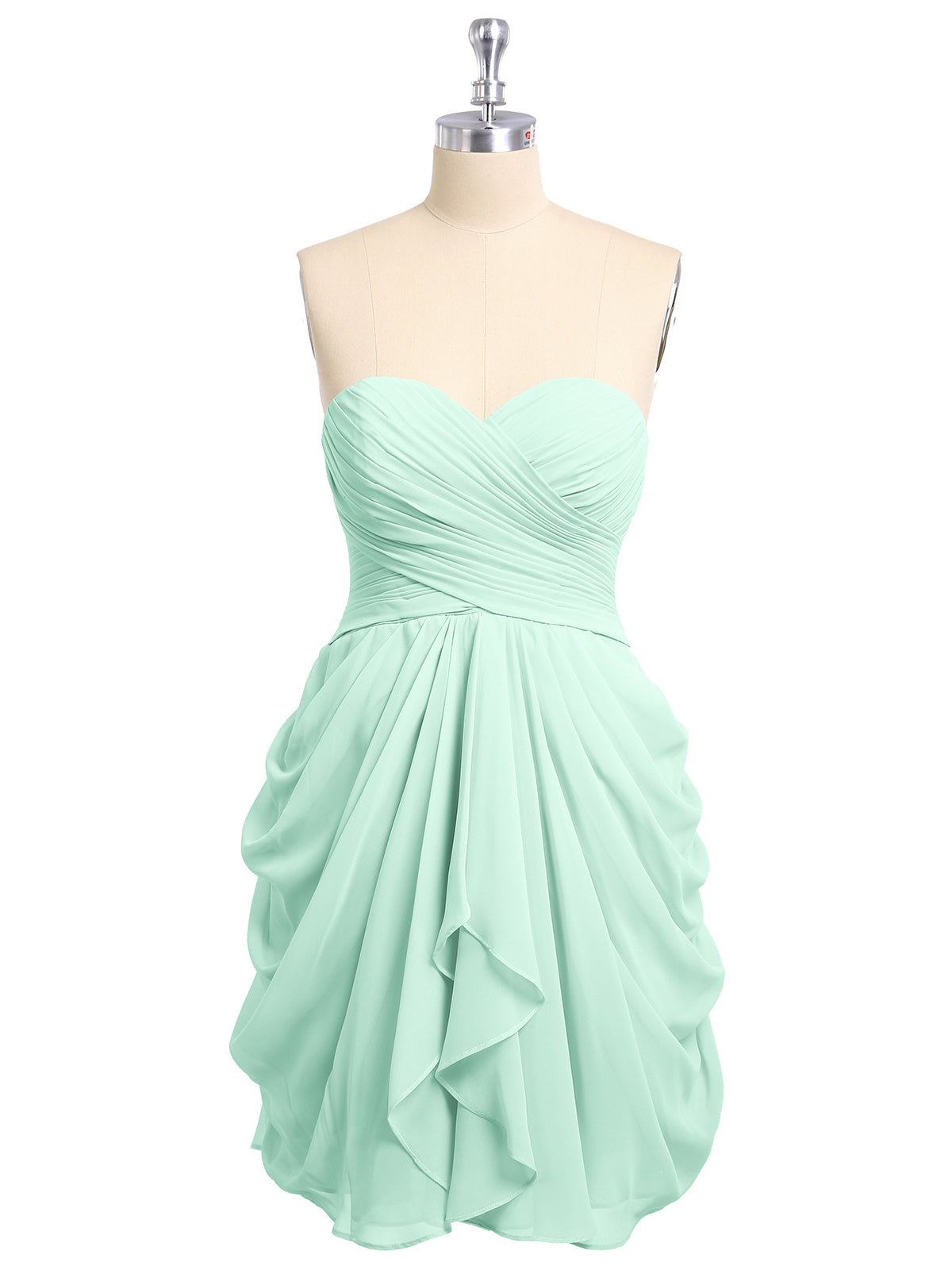 BABARONI Sweetheart Neck Strapless Short Bridesmaid Dress Mint Green, Mint Green / US0