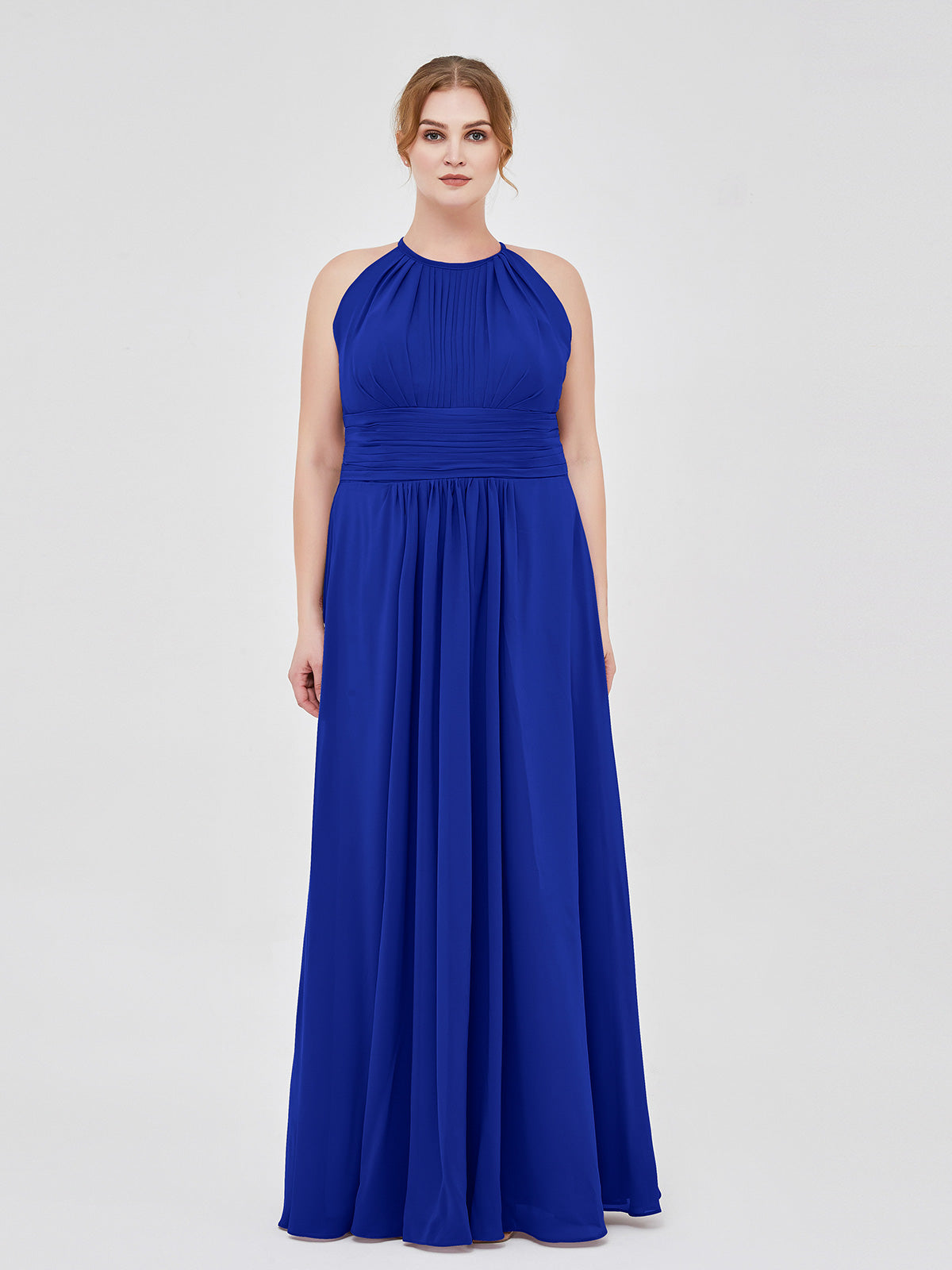 BABARONI Halter Chiffon Maxi Dress of Bridesmaid Royal Blue, Royal Blue / US0 BABARONI Halter Chiffon Maxi Dress of Bridesmaid Royal Blue, Royal Blue / US0