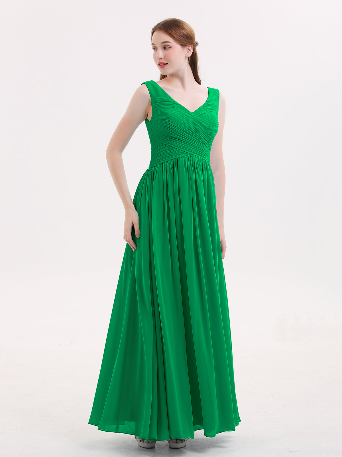BABARONI V Neck Maxi Chiffon Dresses with Ziper Back Emerald Plus Size, Emerald / US18 BABARONI V Neck Maxi Chiffon Dresses with Ziper Back Emerald Plus Size, Emerald / US18