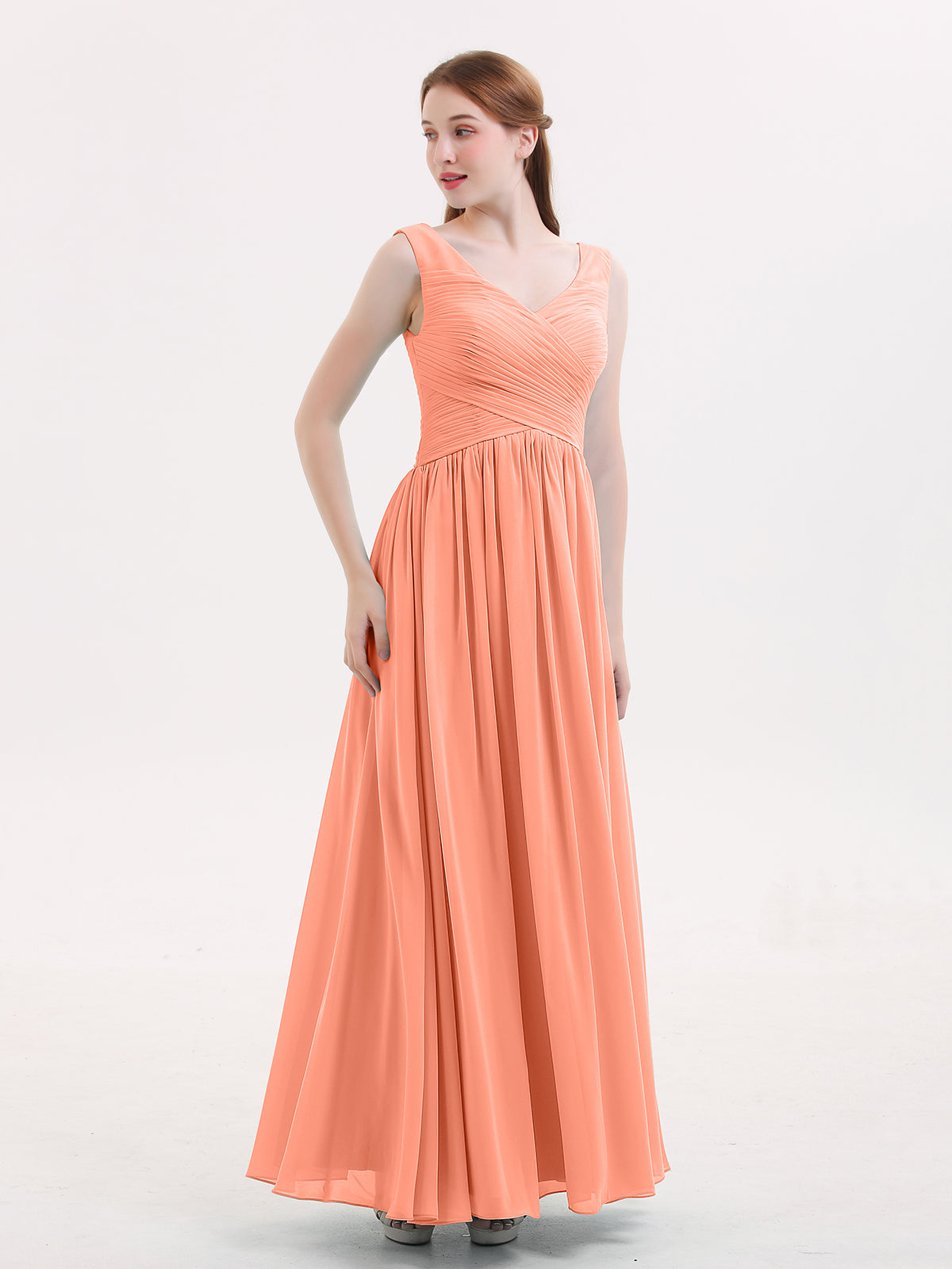Halter Maxi Chiffon Dress For BRIDESMAIDS Sunset