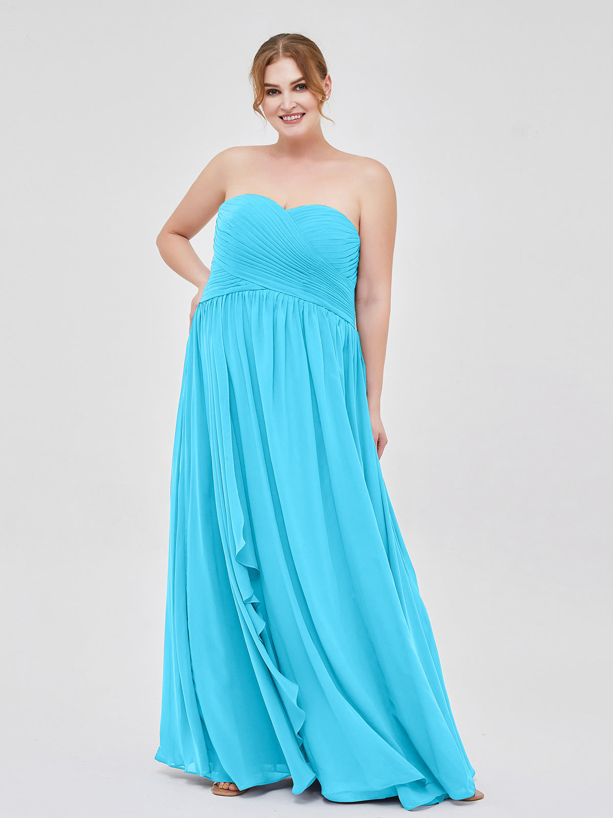 Sweetheart Neck Empire Short Chiffon Dresses Pool Plus Size