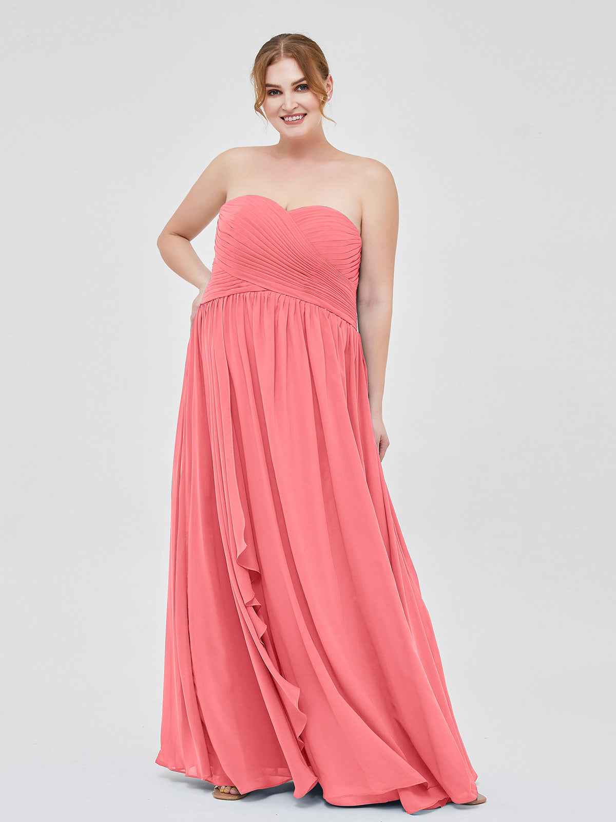 Deep Sweetheart Neck Empire Boho Dresses Watermelon