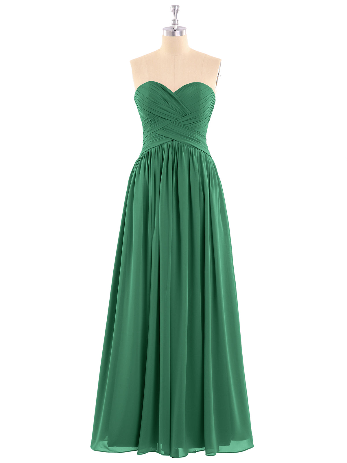 Chiffon Bridesmaid Dresses Cross Pleated Bodice Dark Green Plus Size ...