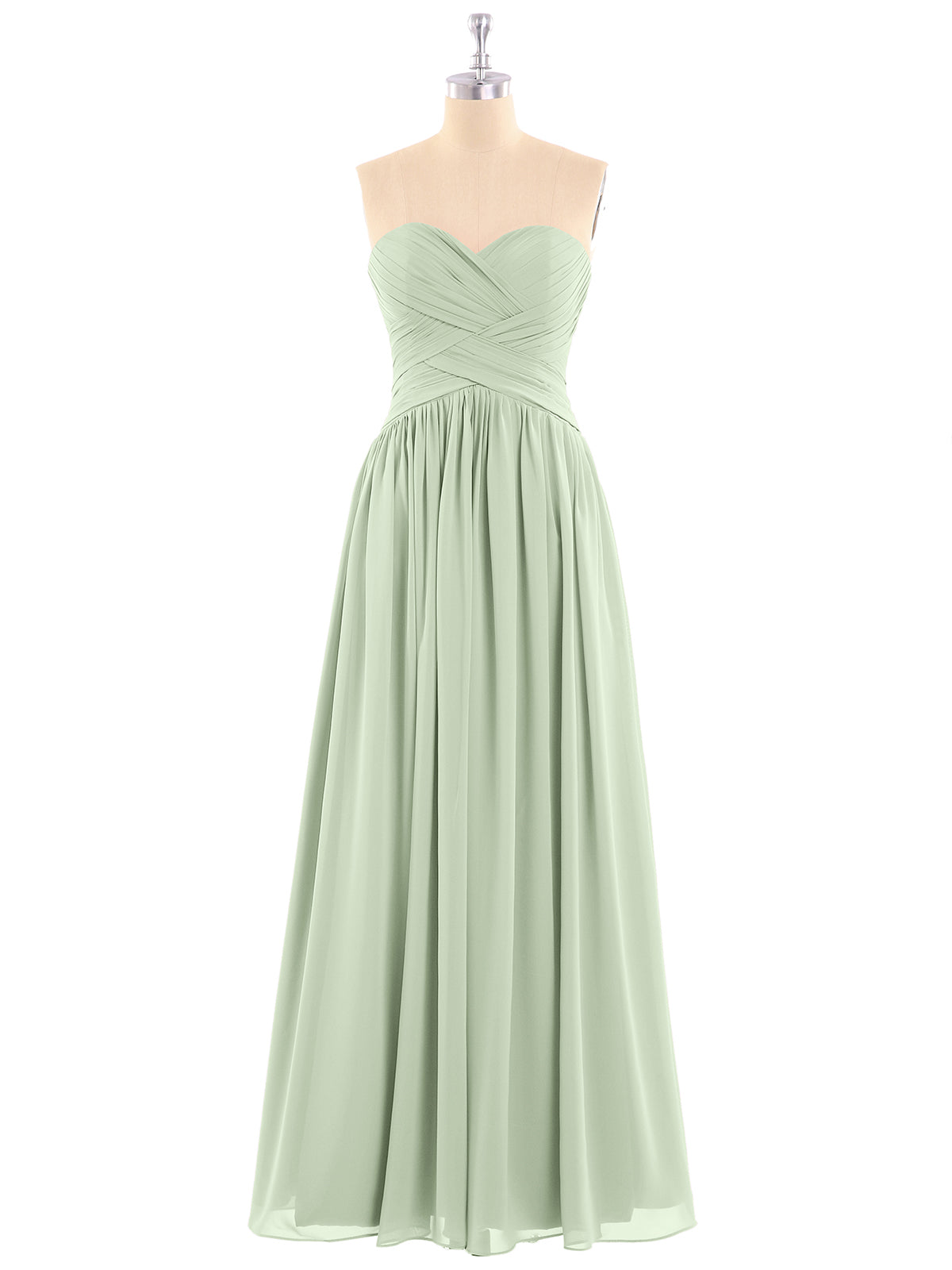 BABARONI Chiffon Dusty Sage Bridesmaid Dresses Sweetheart Floor-length Sleeveless Ruched A-line, Dusty Sage / US18