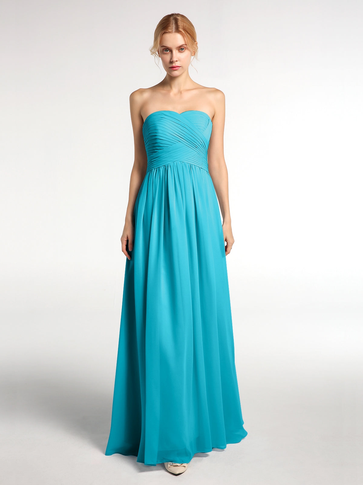 jade blue bridesmaid dresses Chiffon Bishop Sleeves Bridesmaid Dress – Bridal and Formal