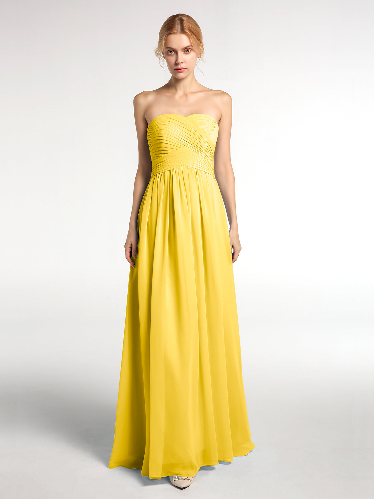 Chiffon Long Bridesmaid Gowns with Bow Sash Marigold Plus Size