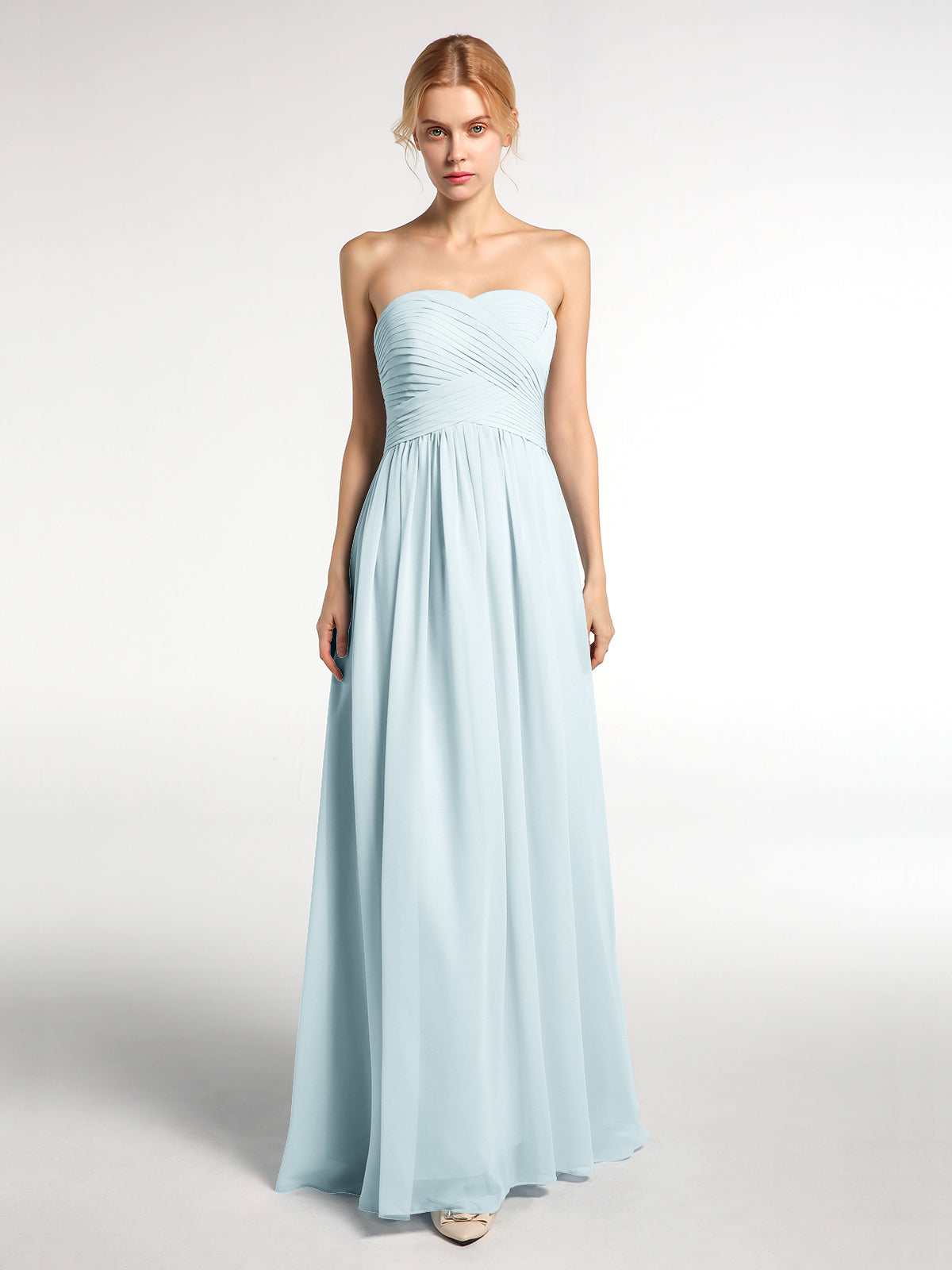 mist blue bridesmaid dresses BABARONI BABARONI Chiffon Mist Bridesmaid Dresses Sweetheart Floor-length Sleeveless Ruched A-line, Mist / US18