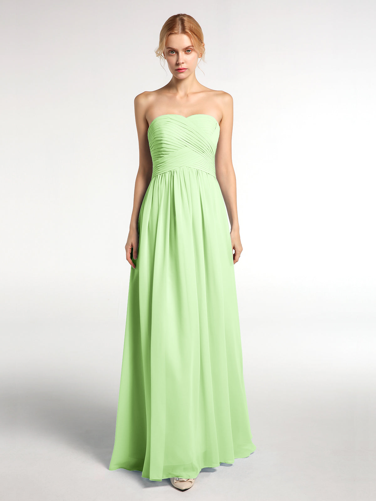 BABARONI Strapless Sweetheart Neck Long Chiffon Bridesmaid Dresses Sage, Sage / US0