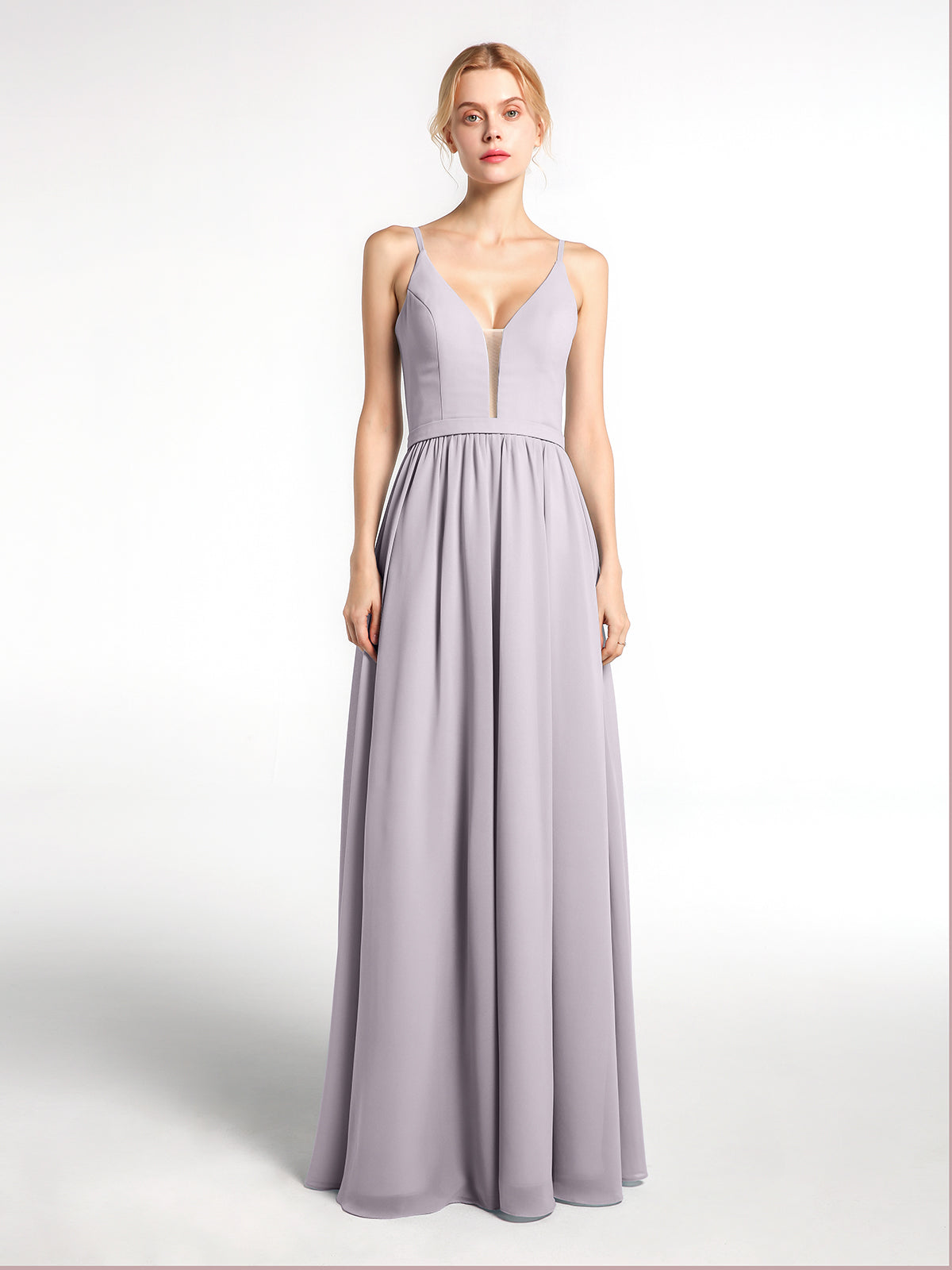 Double Straps Chiffon Dress with Sweetheart Neck Dusk Plus Size