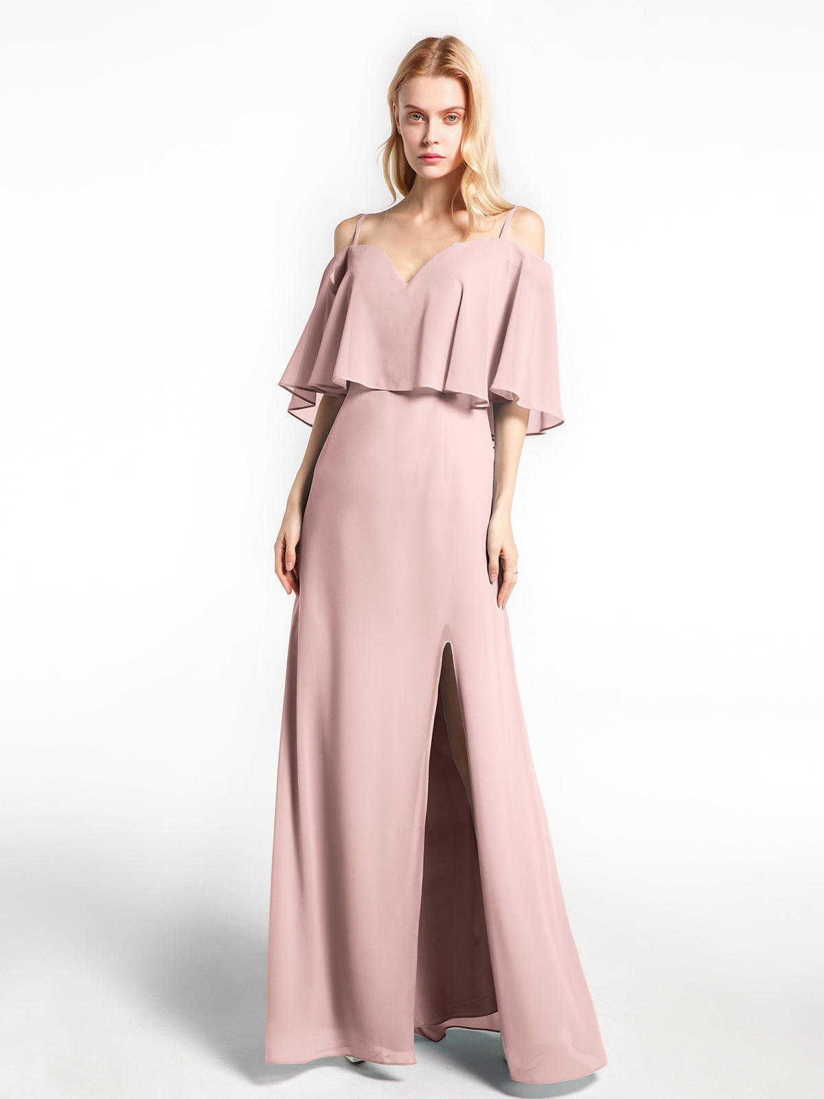 Cold-Shoulder Ruffled Dress with Flounce Overlay Olive Green Plus Size