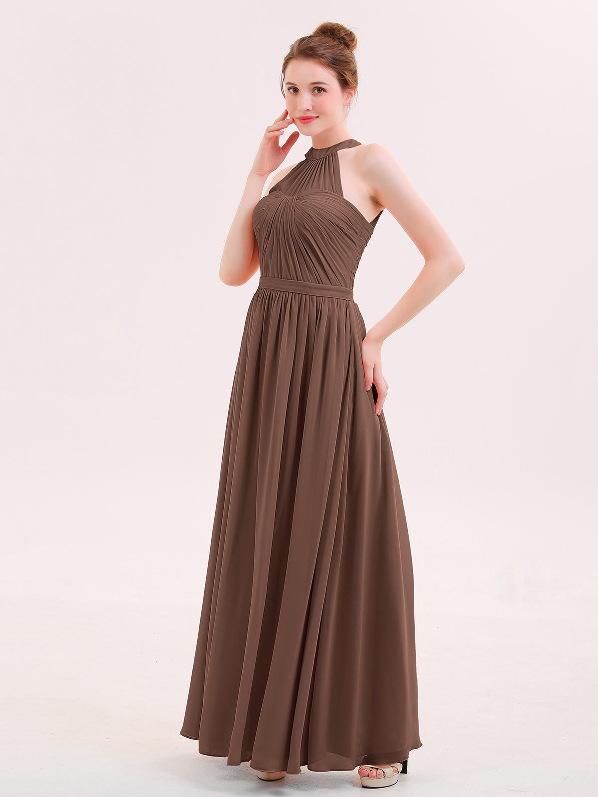 Strapless Chiffon Full Length Gowns Chocolate main image 0