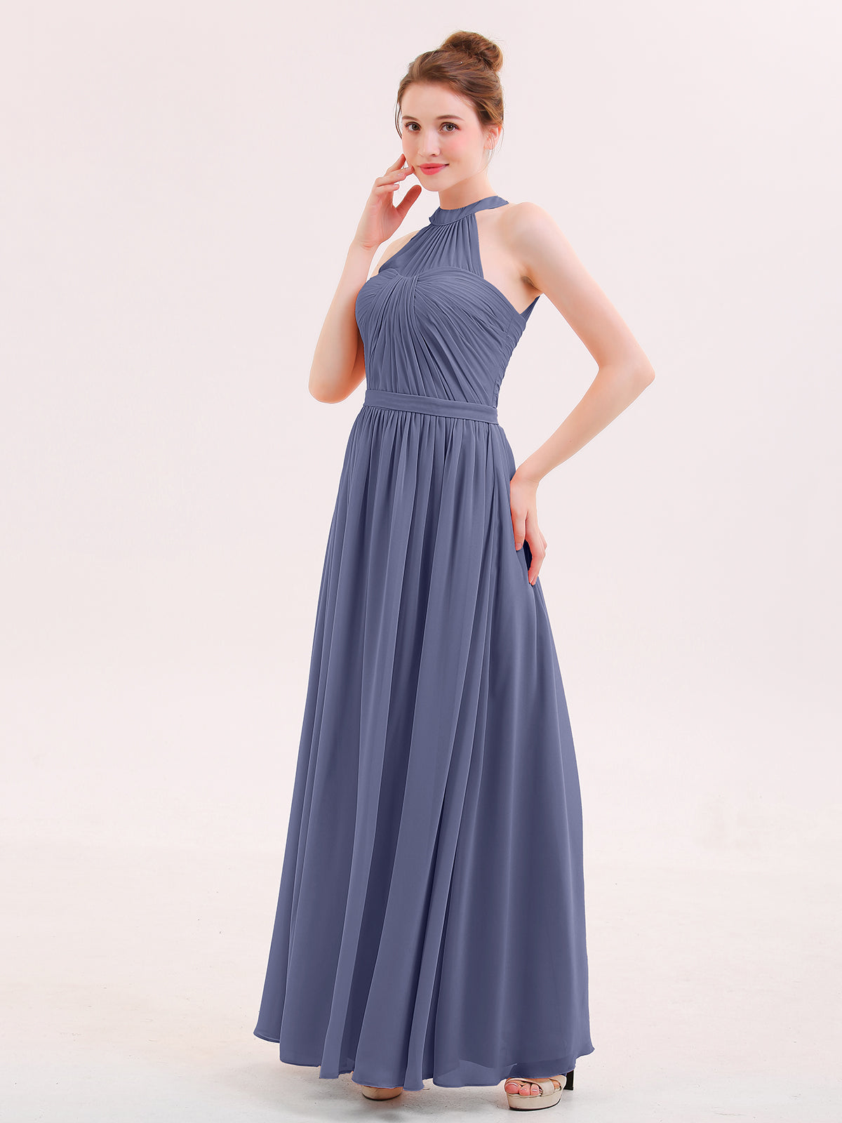 V-neck Chiffon Maxi Bridesmaid Dresses Stormy Plus Size