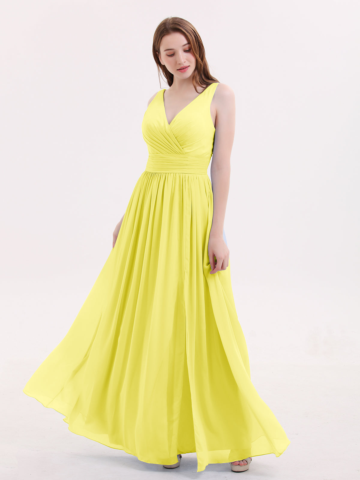 Empire Long Chiffon Dresses with Sweethart Lemon Plus Size