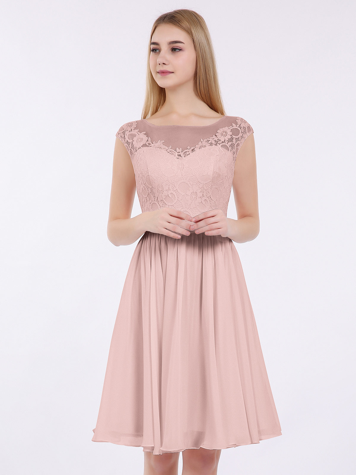 Short Chiffon Strapless Bridesmaid Dresses Dusty Rose Plus Size