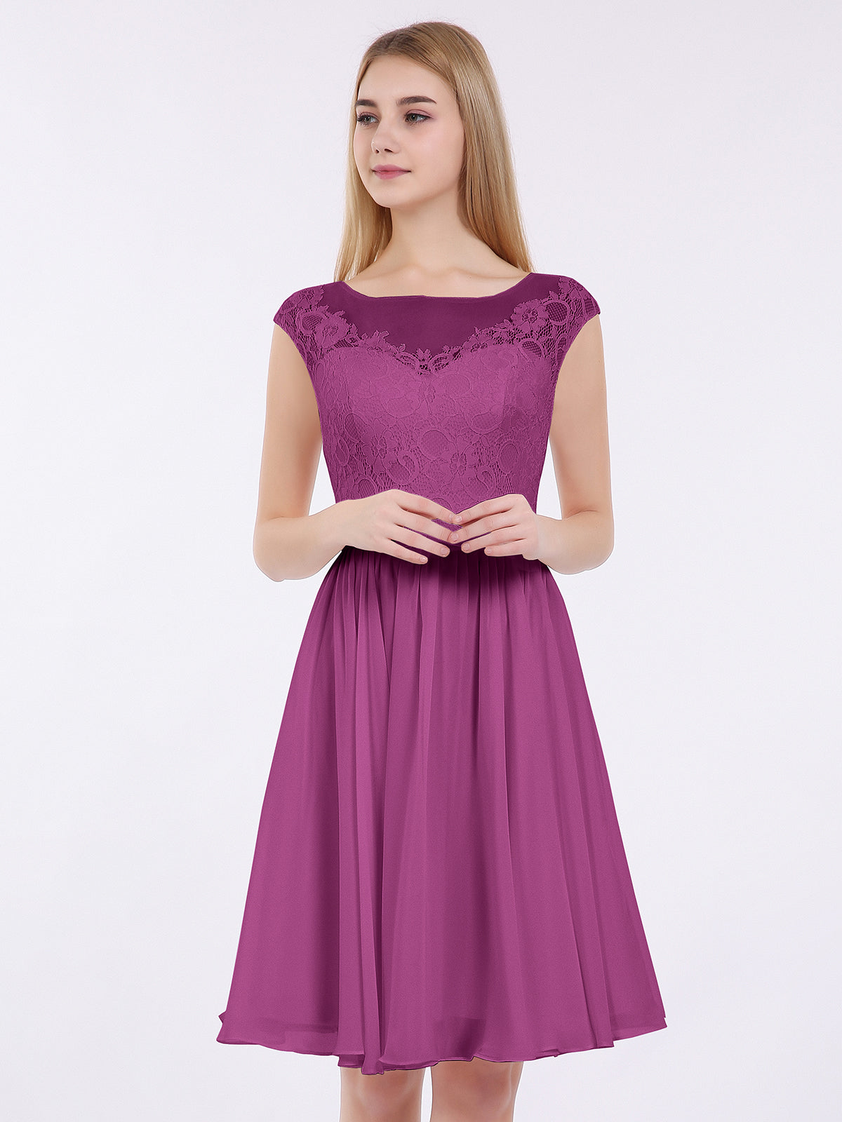 Short Front Long Back Chiffon Dresses Orchid