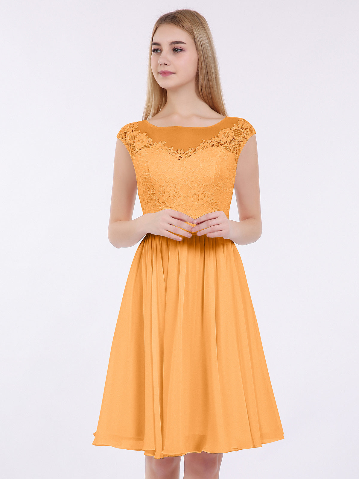Strapless Simple Chiffom Maxi Bridesmaid Dresses Tangerine