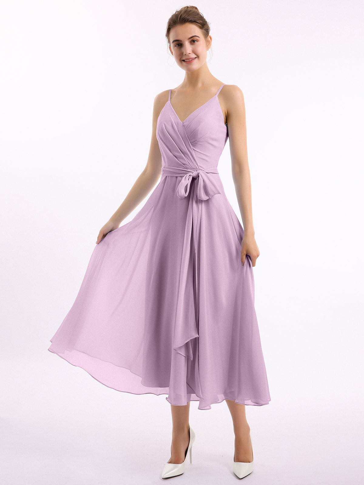 Straplesses Chiffon Maxi Dresses with Bow Wisteria Plus Size