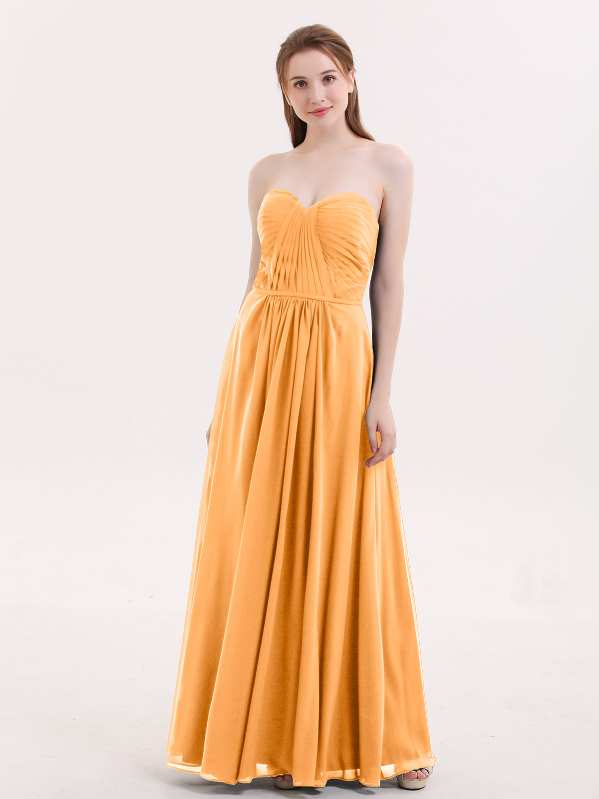 Strapless Bridesmaid Dress with Sweetheart Neck Tangerine Plus Size