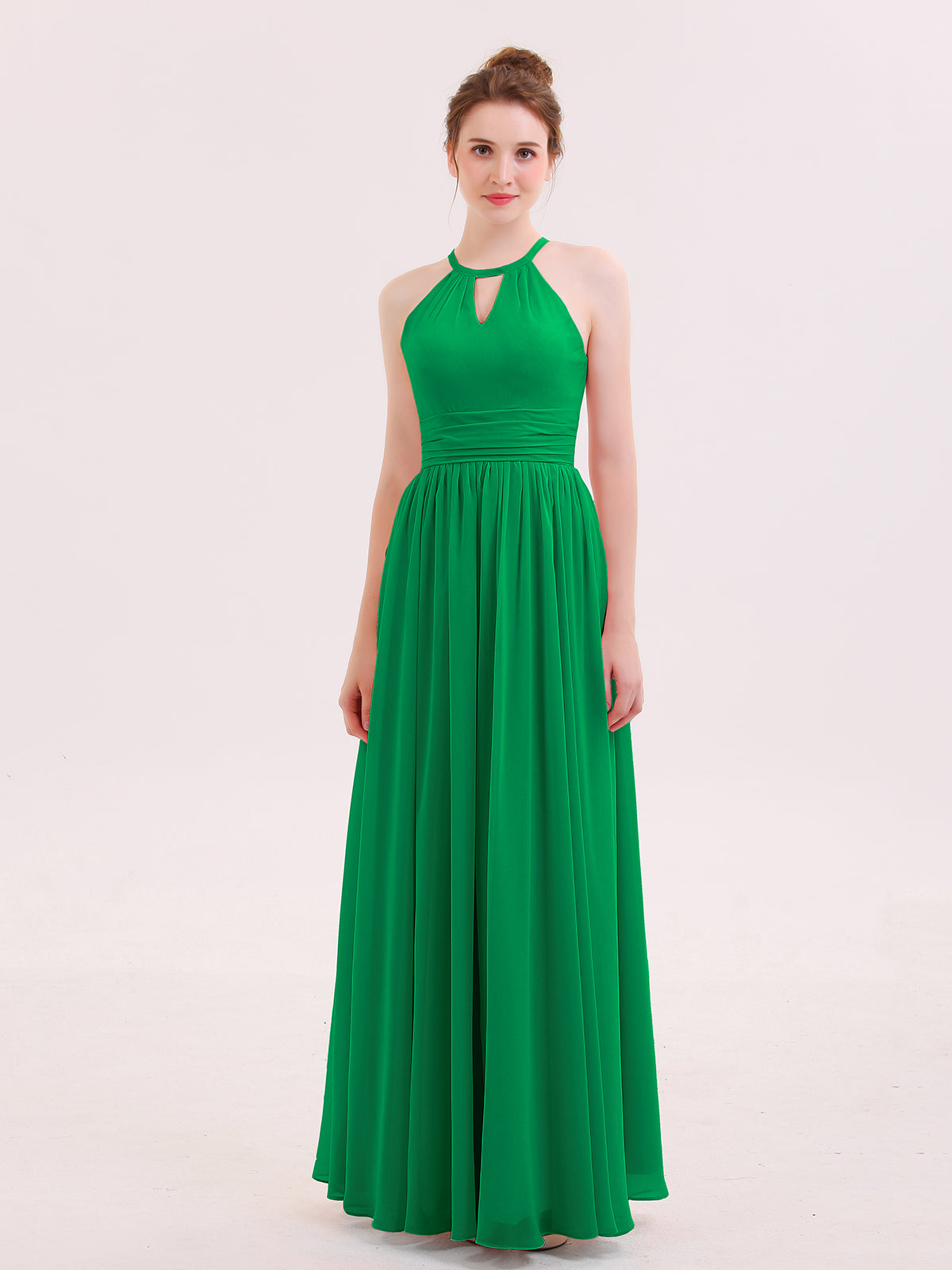 BABARONI Halter Long Chiffon Dress of Bridesmaids Emerald, Emerald / US0 BABARONI Halter Long Chiffon Dress of Bridesmaids Emerald, Emerald / US0