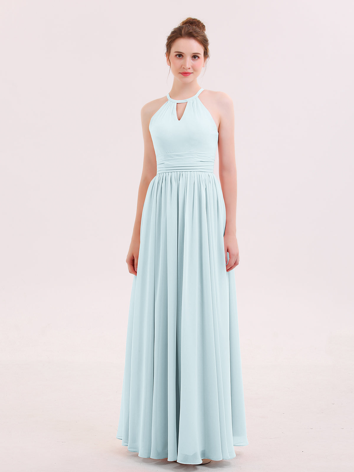 Strapless Chiffon Full Length Dresses Mist Plus Size