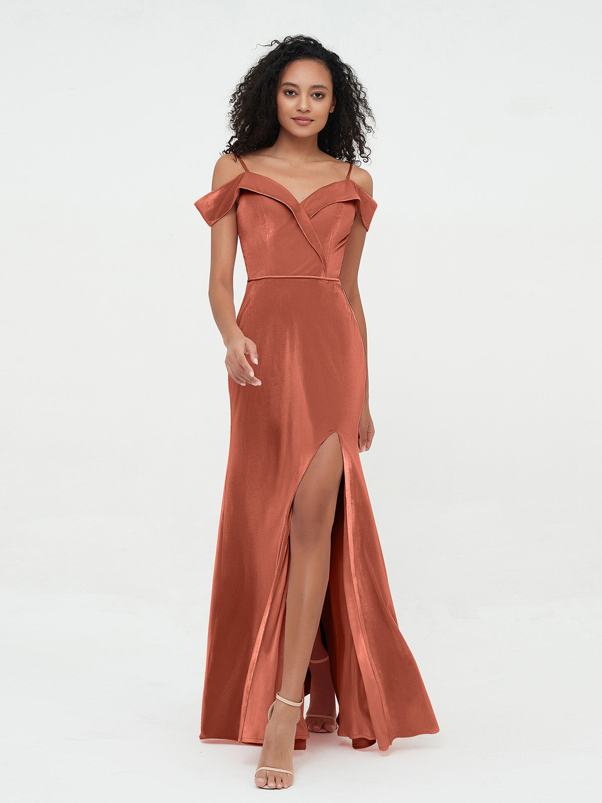 Long Tulle Dress with Convertible Back Design Rust Plus Size