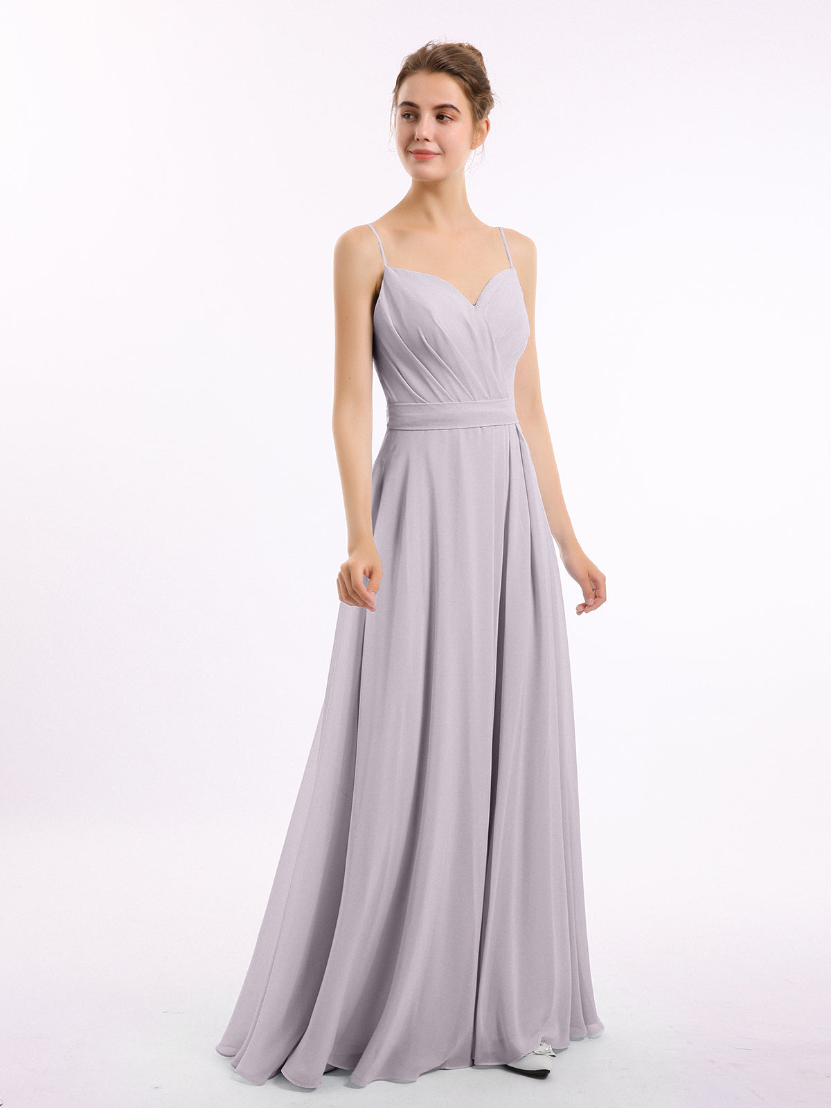 Stunning Spaghetti Straps Sweetheart Neck Chiffon Dresses Blushing Pink
