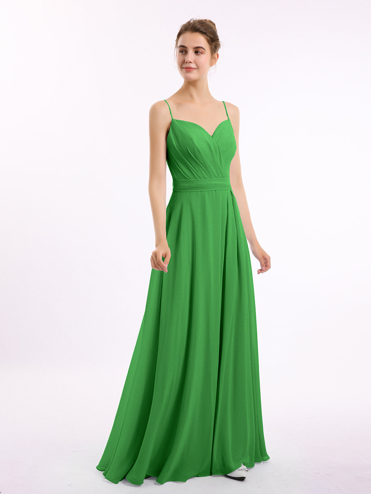 Stunning Spaghetti Straps Sweetheart Neck Chiffon Dresses Mint Green