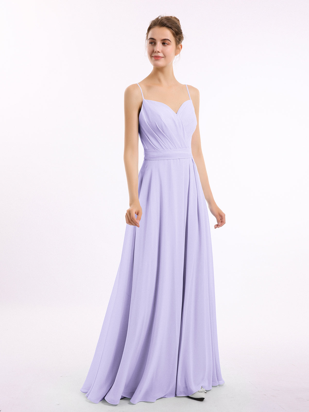 BABARONI Spaghetti Strap Sweetheart Neck Chiffon Dress Lilac, Lilac / US0