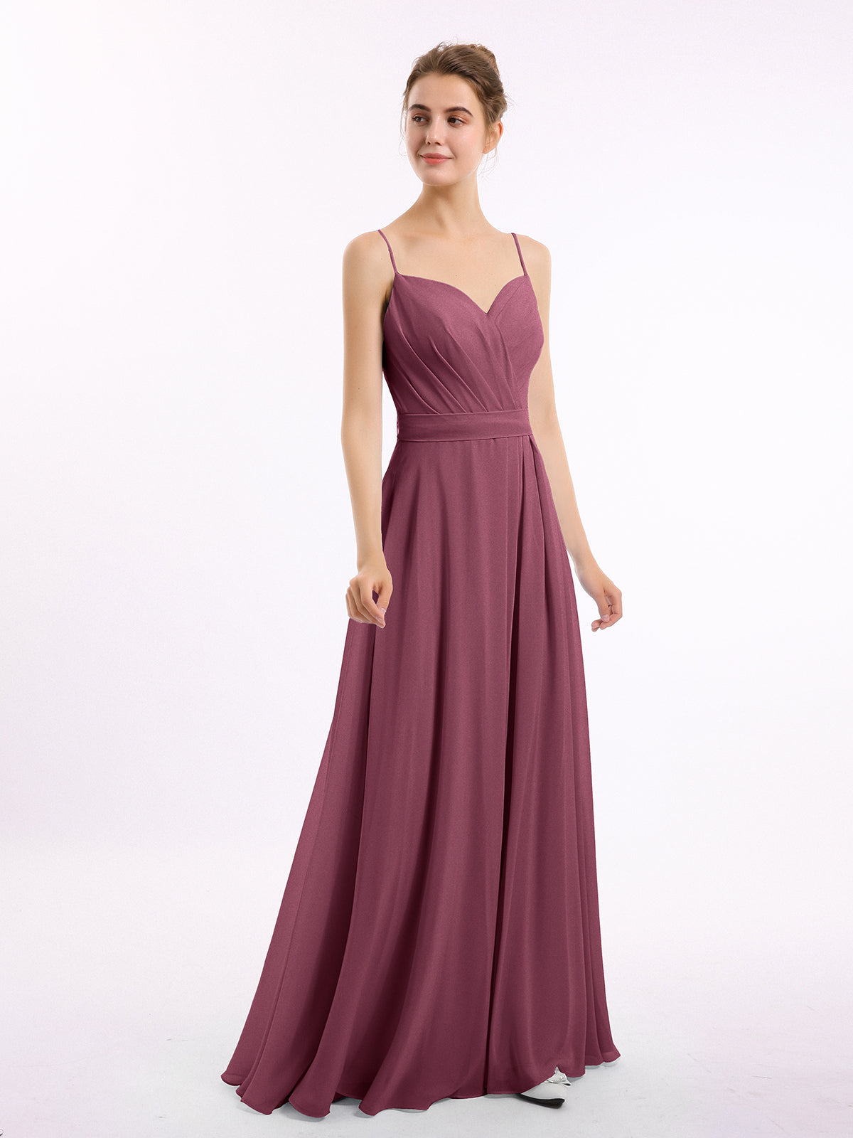 Spaghetti Strap Chiffon Dresses Mulberry