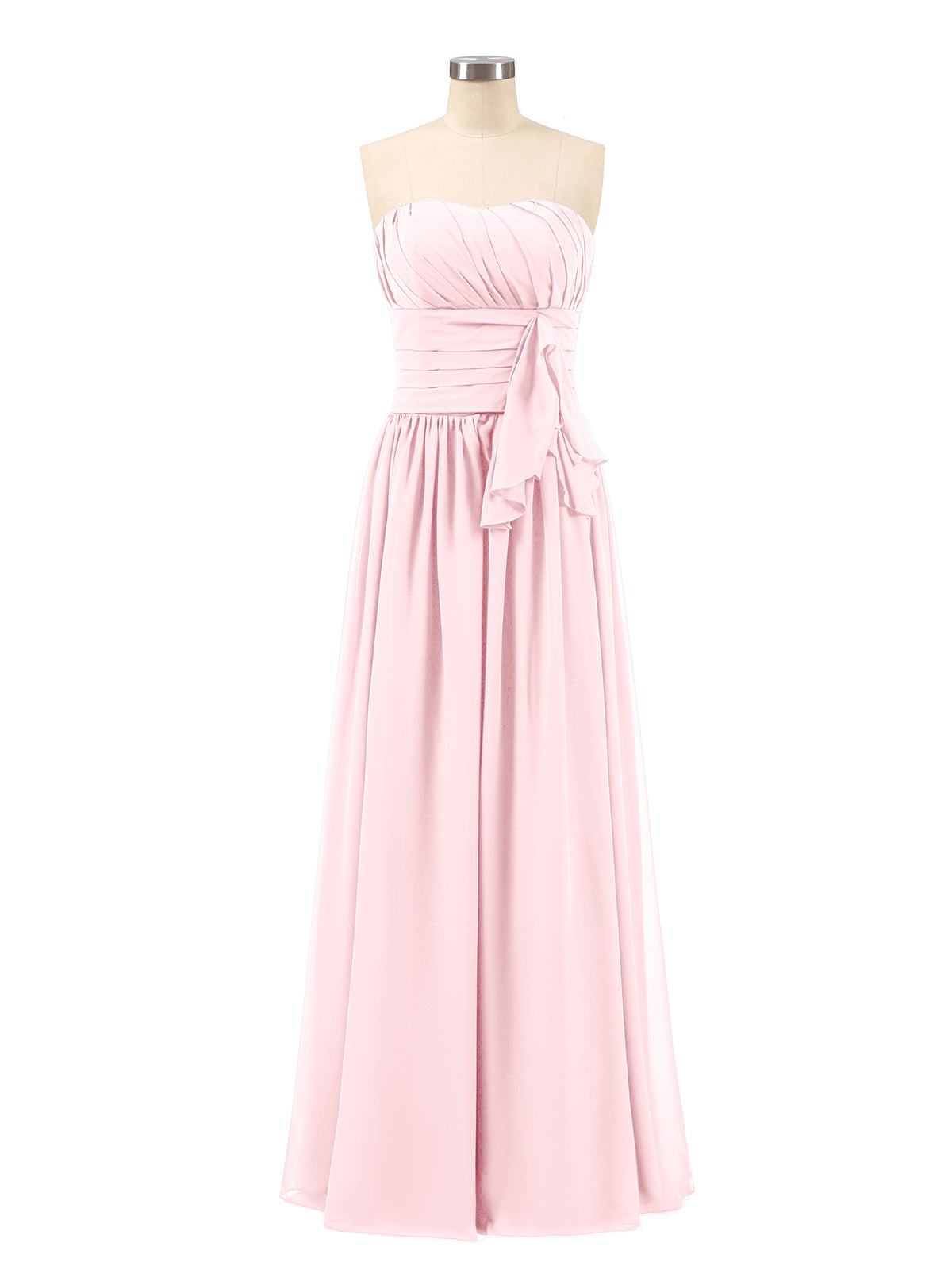 Long Chiffon Strapless Dresses with Sweetheart Blushing Pink Plus Size main image 0