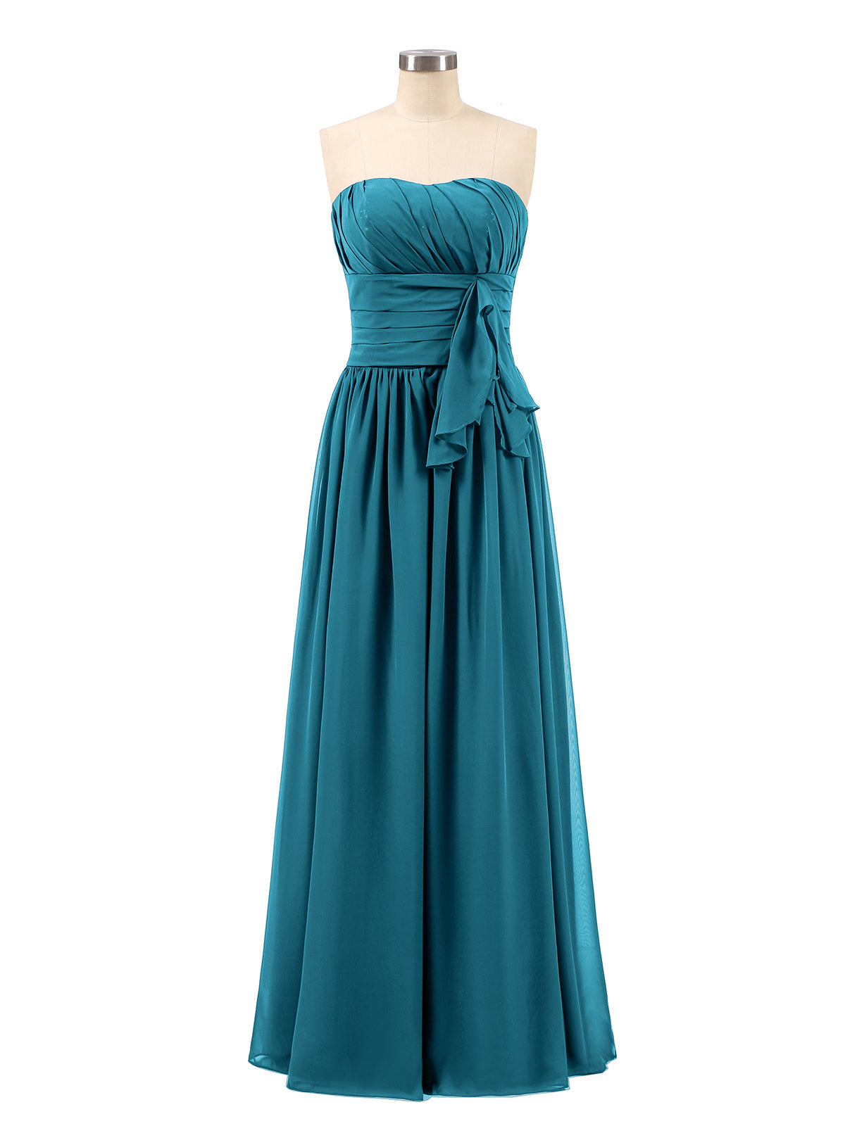 BABARONI Long Strapless Chiffon Bridesmaid Dress-Ink Blue Plus size, Ink Blue / US18