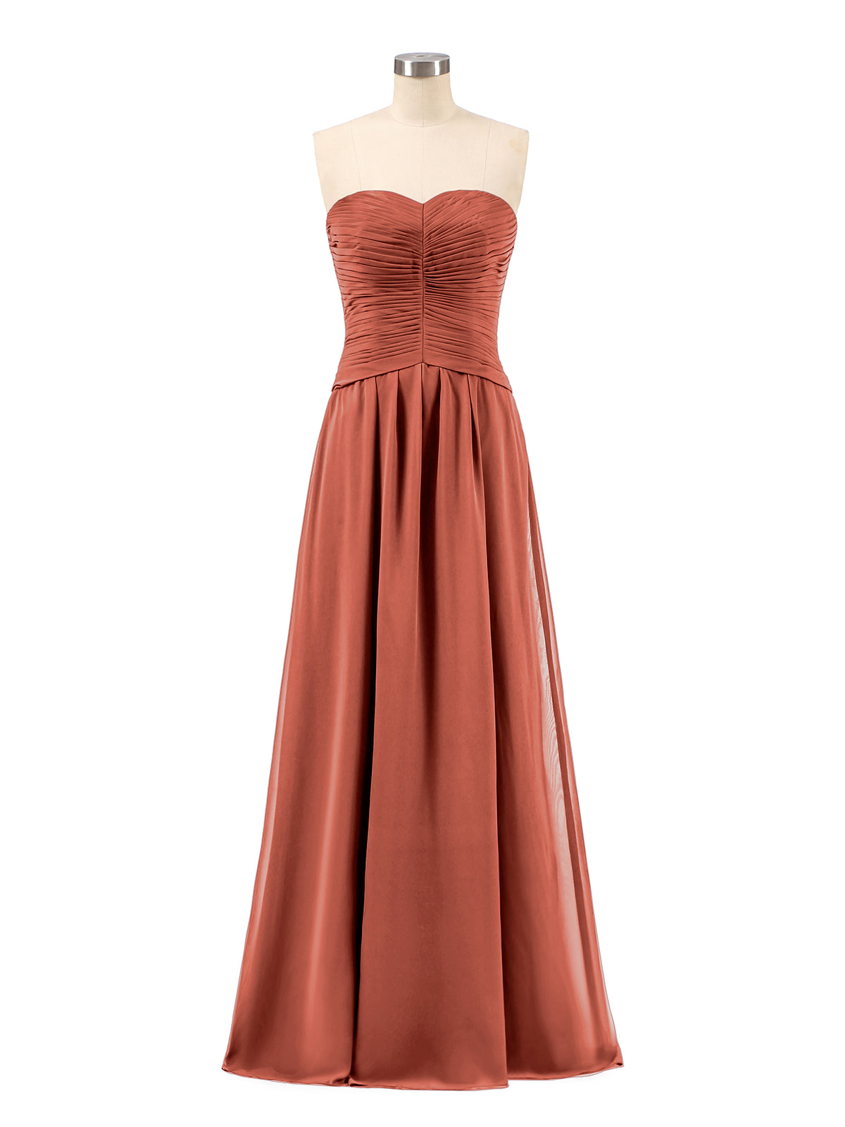 Chiffon Strapless Dresses with Sweetheart Rust Plus Size