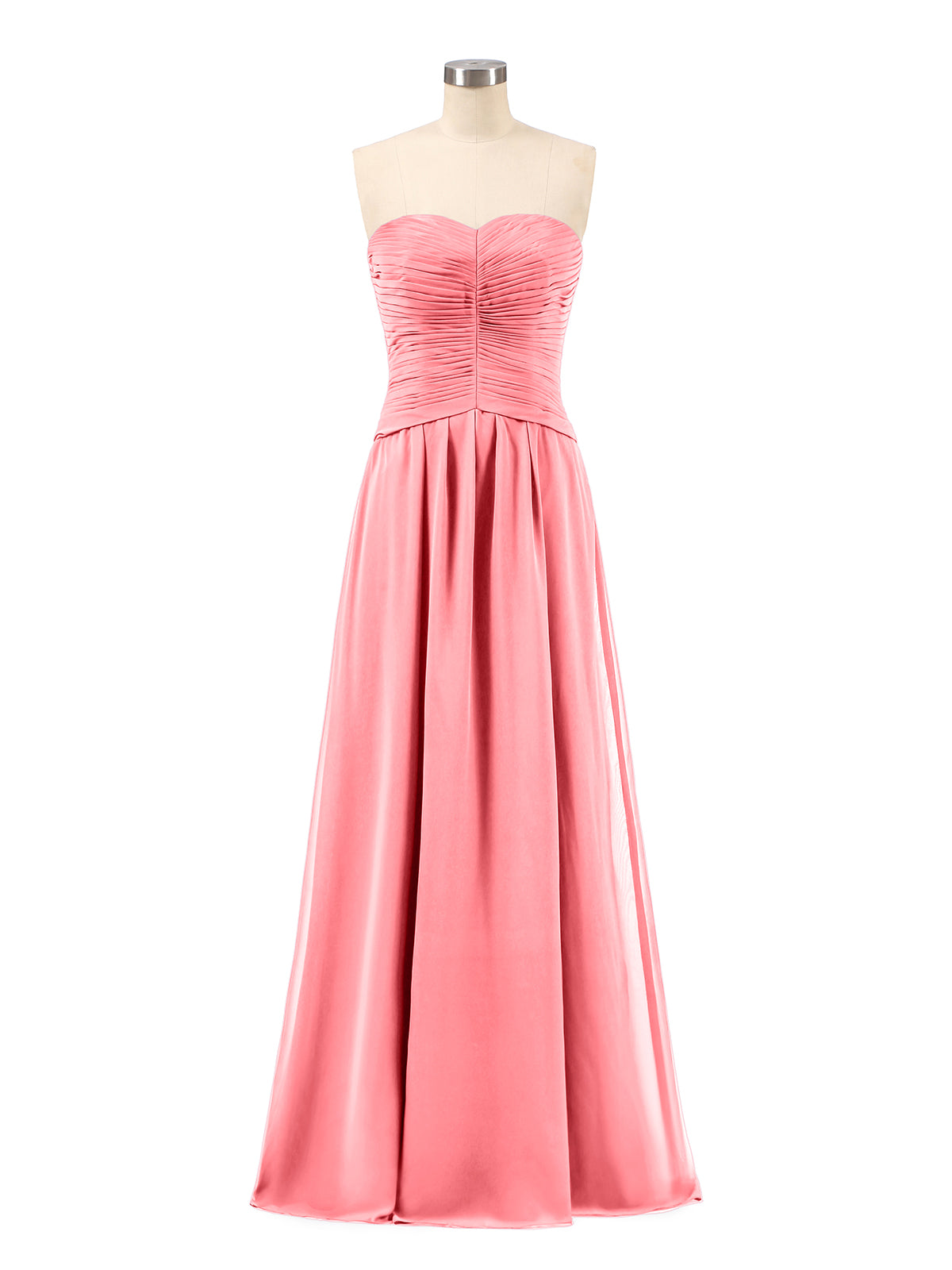 Strapless Chiffon Simple Maxi Dresses Watermelon Plus Size