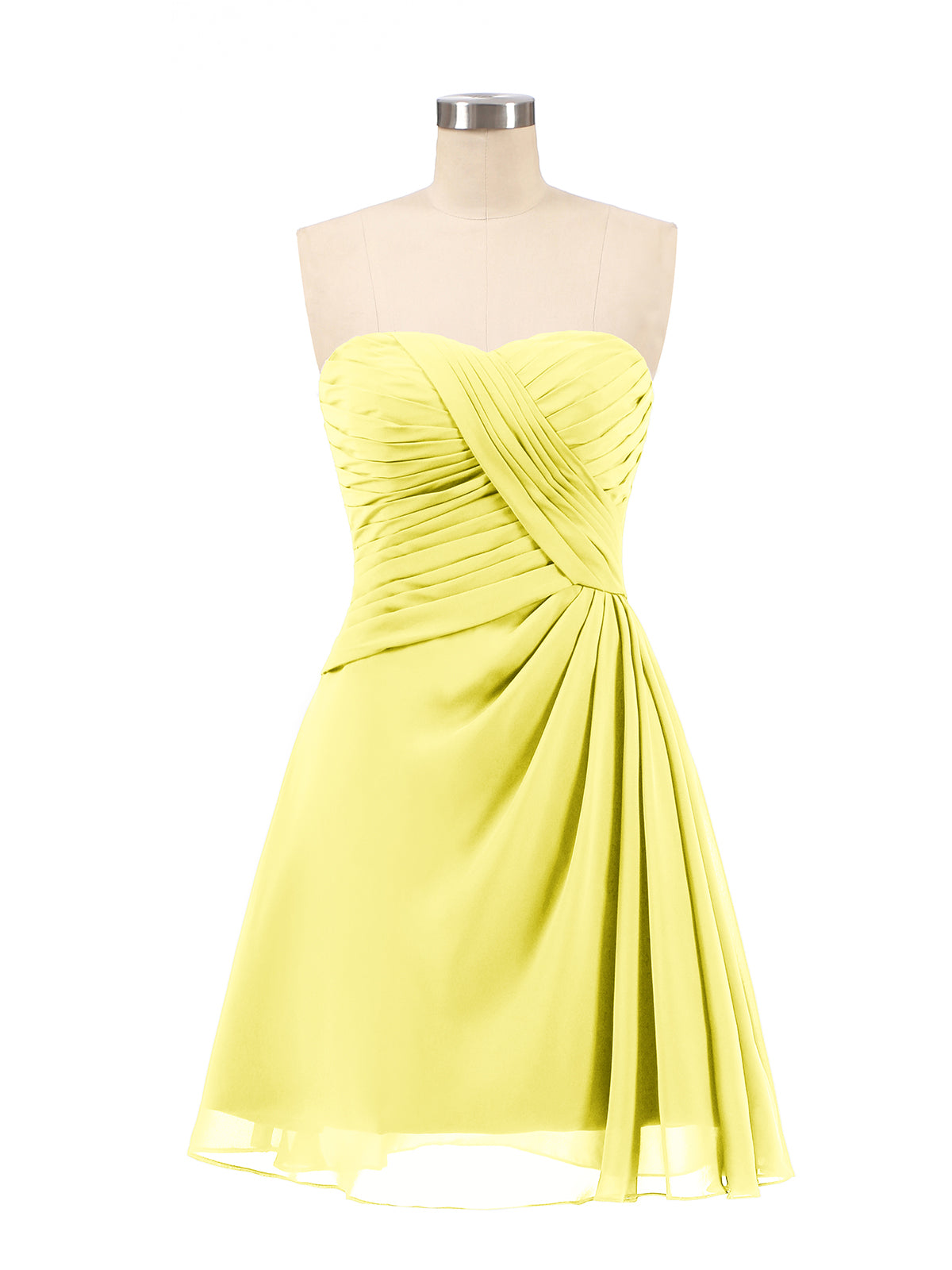 BABARONI Strapless Short Summer Bridesmaid Dresses-Lemon Plus size, Lemon / US18