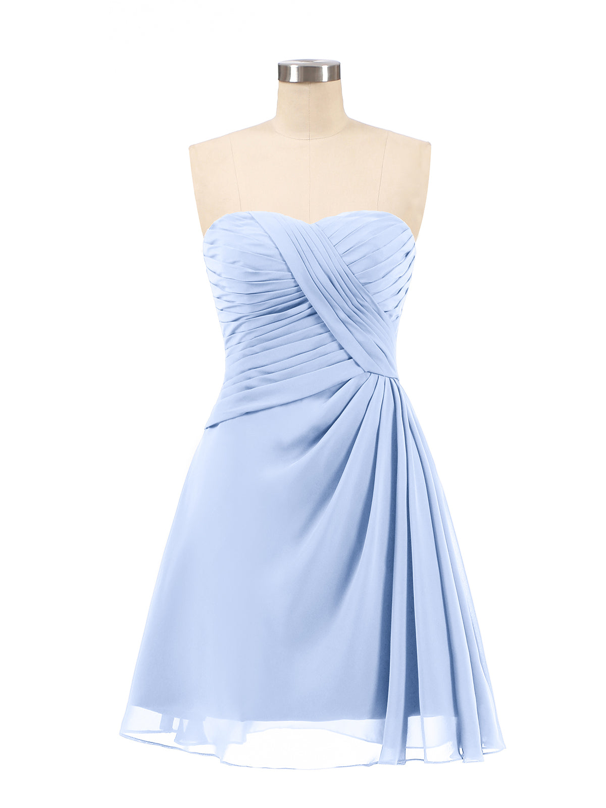 Sleeveless Bridesmaid Gown with Ruffles Sky Blue Plus Size
