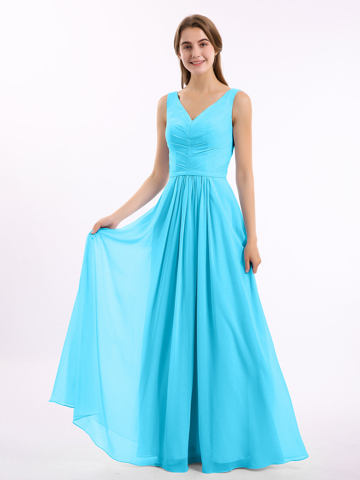 V-Neck Multi Wear Convertible Bridesmaid Dresses Pool
