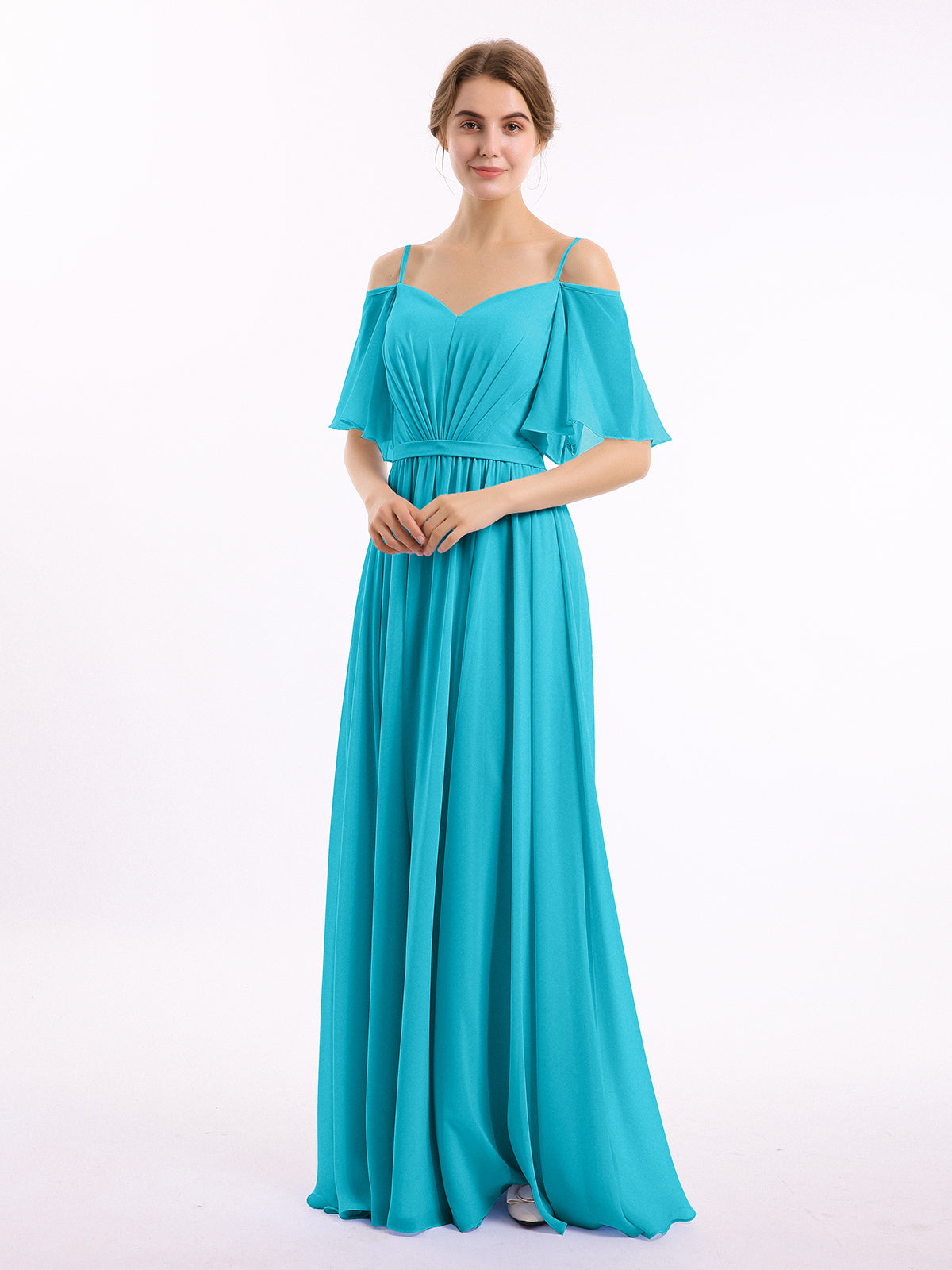 Off The Shoulder Chiffon Dresses with Spaghetti Straps Jade Plus Size