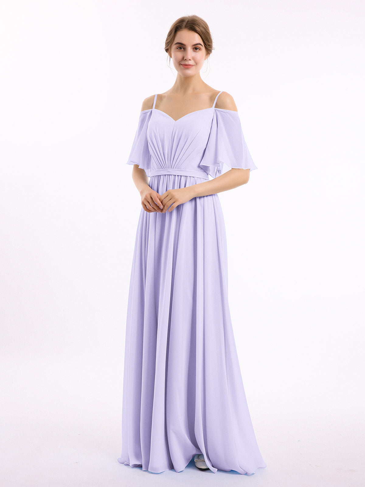blue dress for baby girl Lilac Off The Shoulder A-Line Long Wedding Guest Dress main image 1