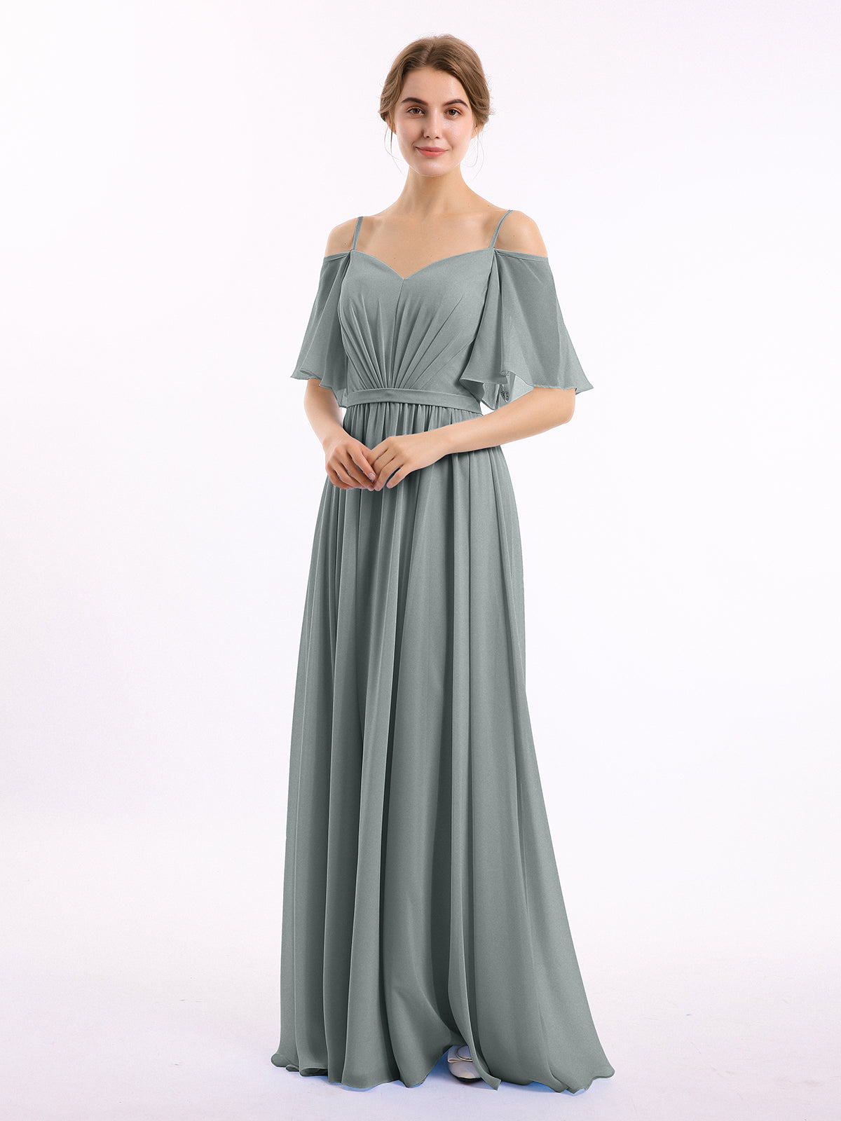 Off The Shoulder Chiffon Dresses with Spaghetti Straps Regency