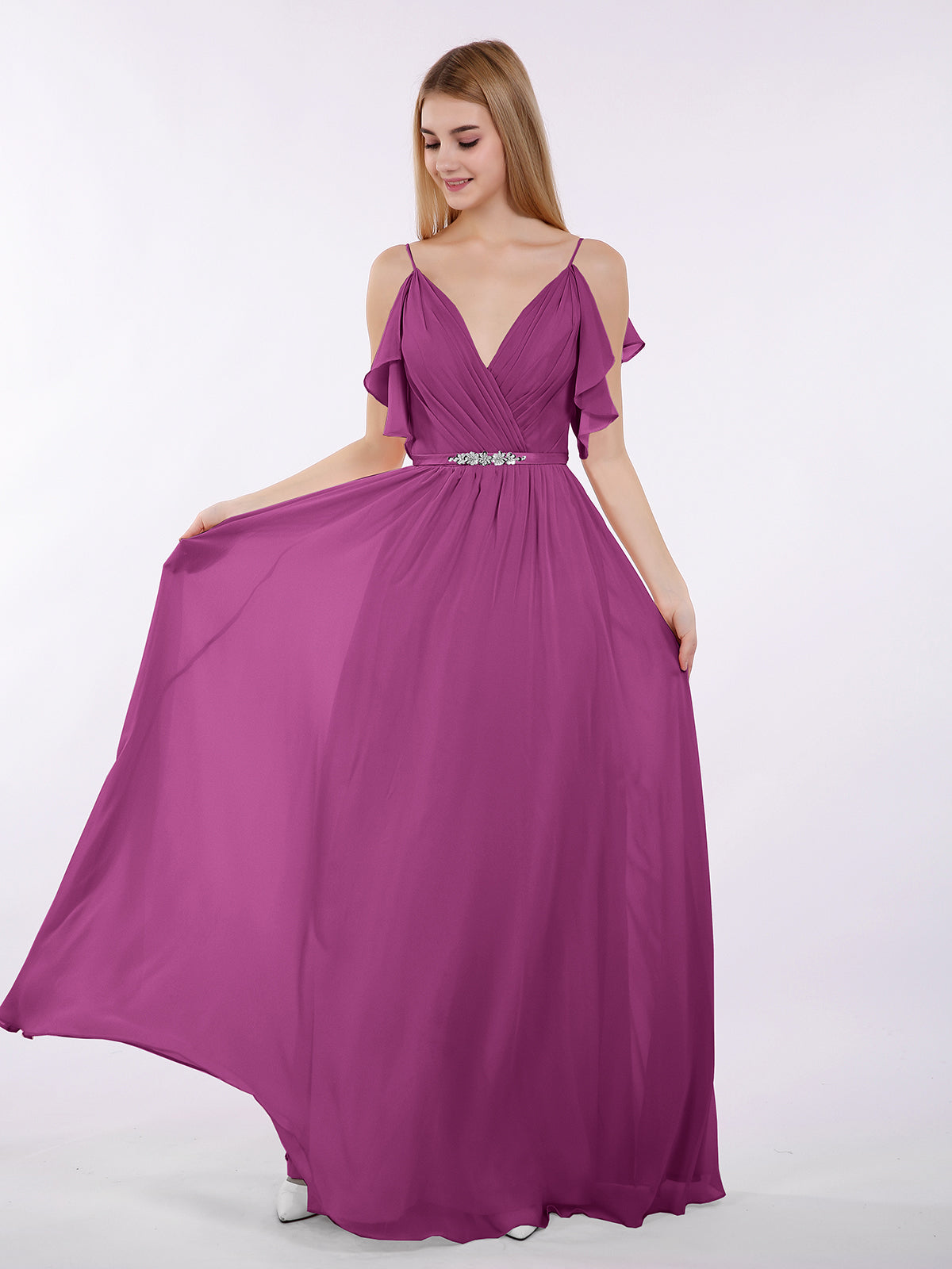 Short Chiffon Strapless Bridesmaid Dresses Orchid Plus Size