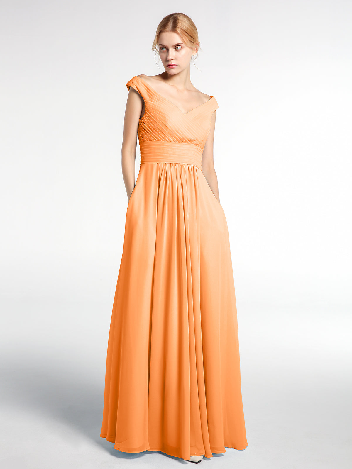 Off-Shoulder Orange Maxi Dress | Sleek Cut-Out Evening Look