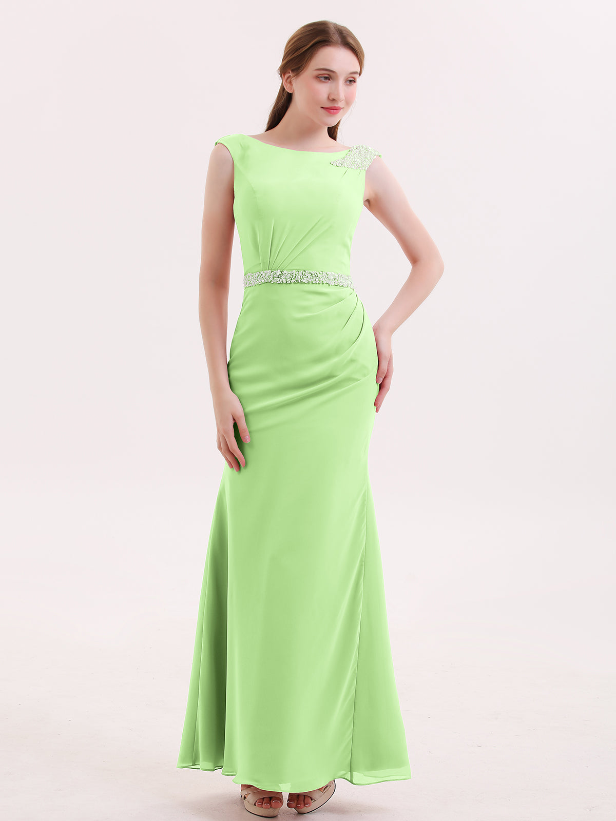 slim fit dress slacks Modest Mermaid Straps Sage Green Slit Long Prom Dress P1450 – PreppyDress main image 0